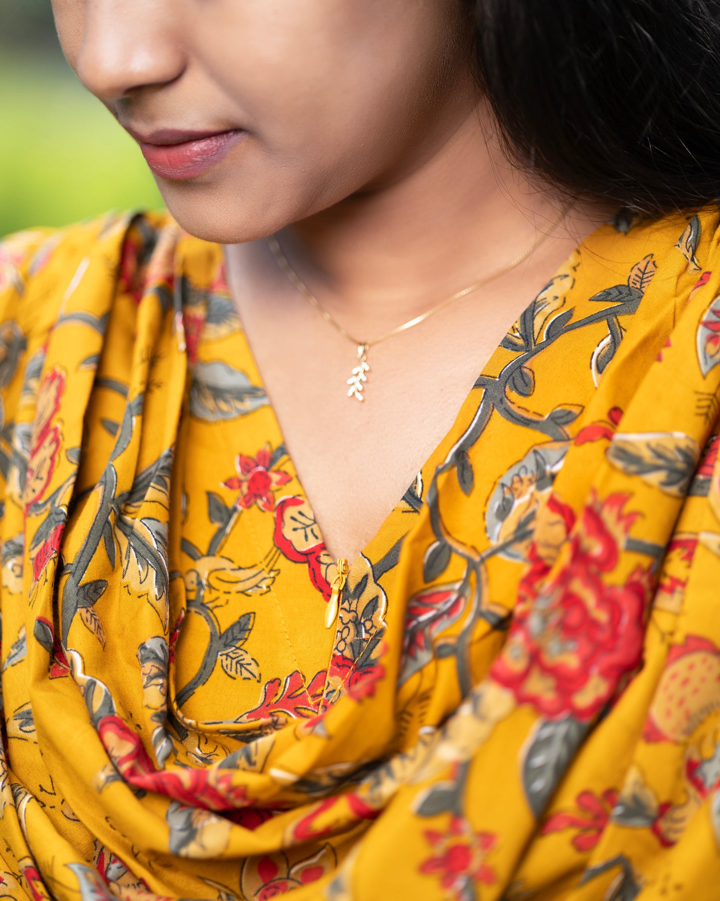Feeding Maxi Style Nighty with Dupatta attached - Mustard yellow