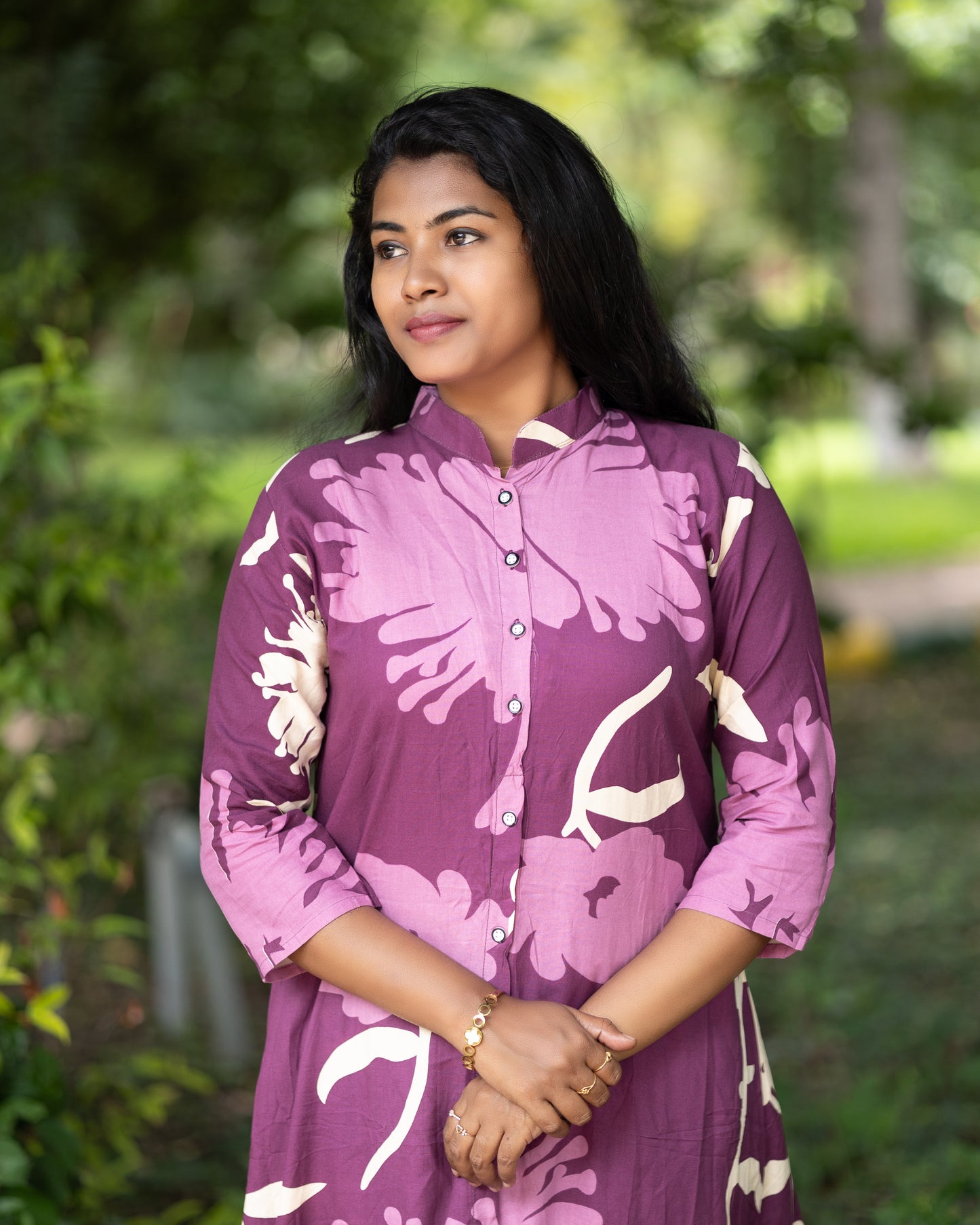 Women's Co-Ord Set – Purple Floral Print Kurta with Pant