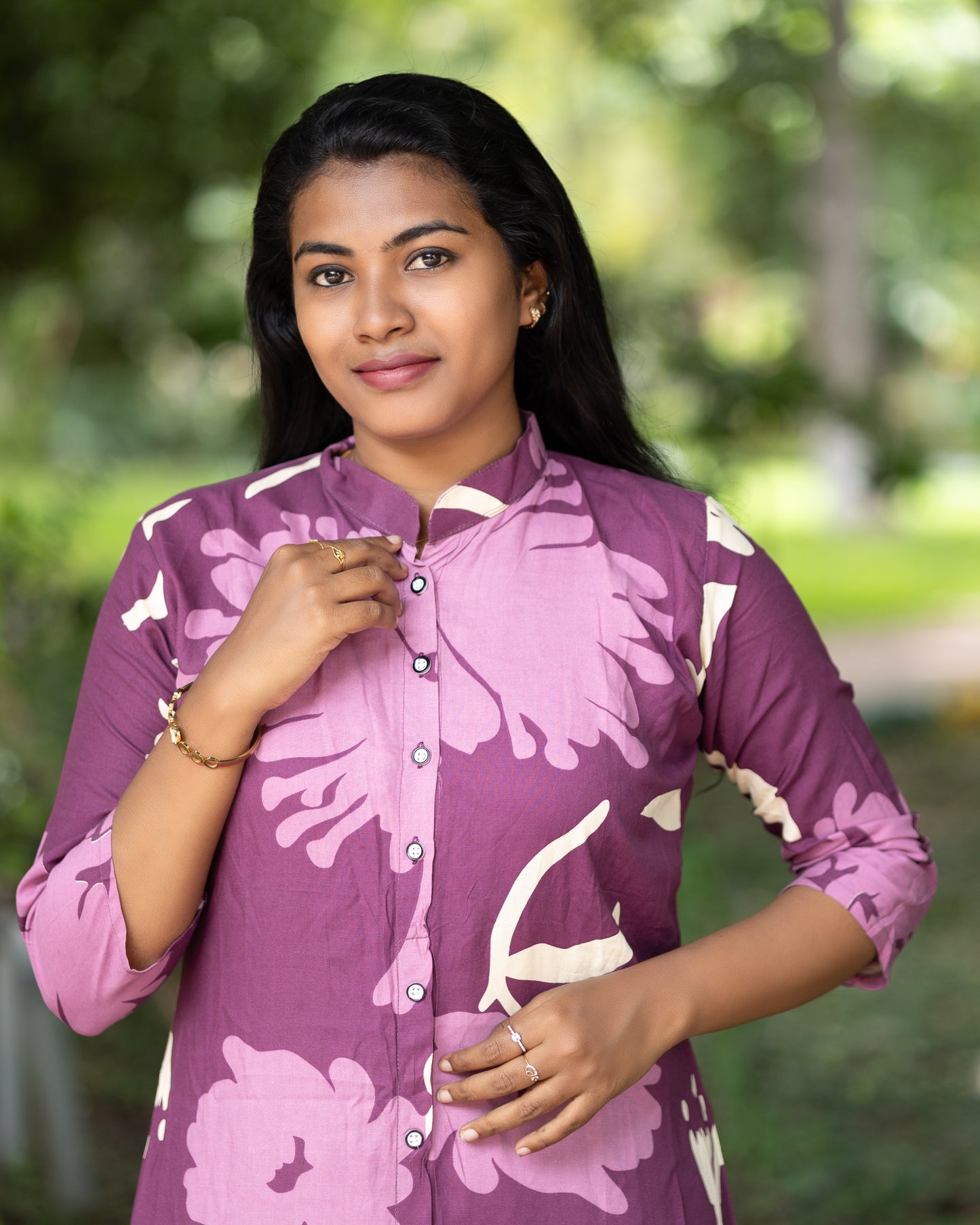 Women's Co-Ord Set – Purple Floral Print Kurta with Pant