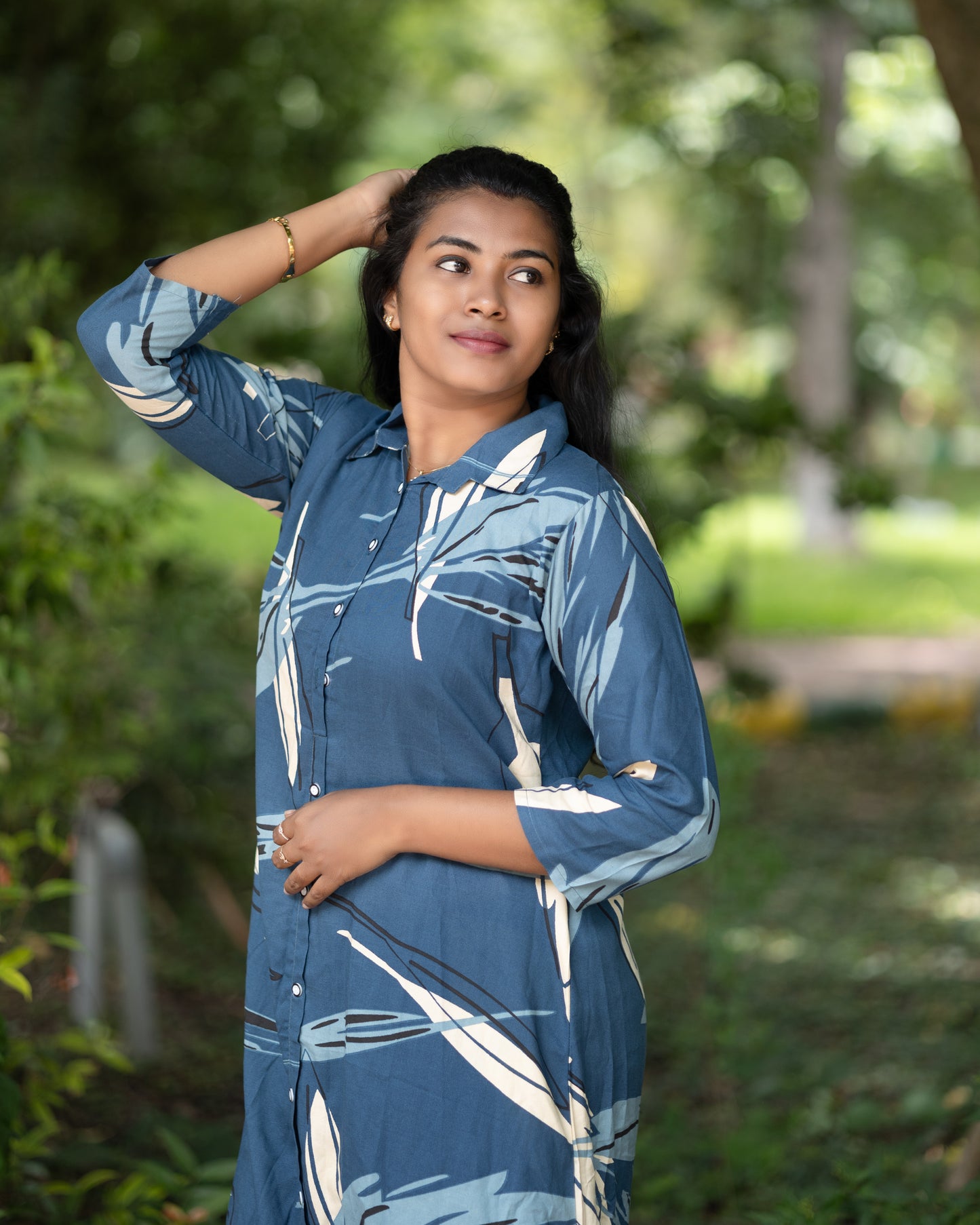 Women's Co-Ord Set – Blue Abstract Print Kurta with Matching Pants
