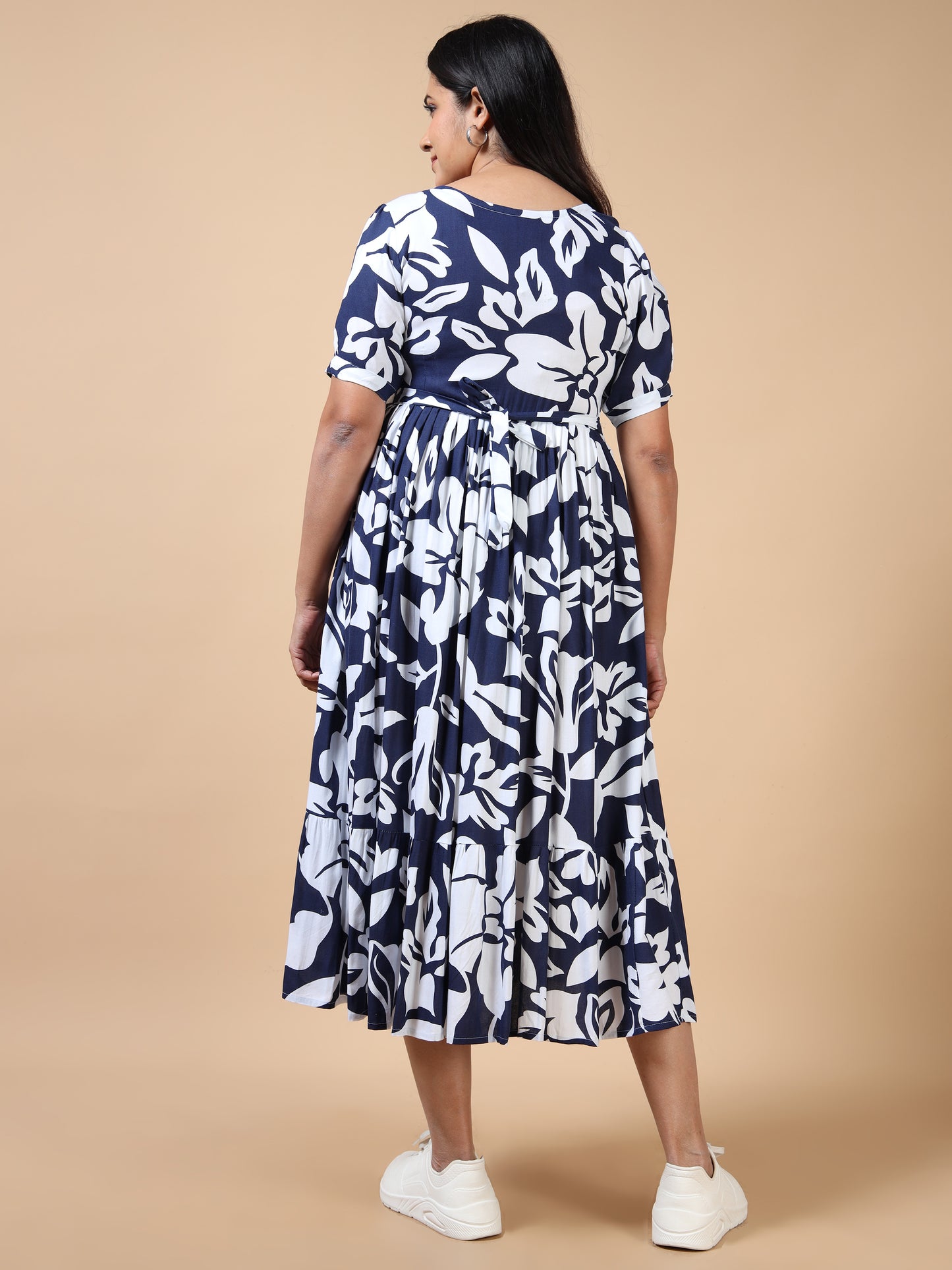 Cotton Frock Navy Floral Print