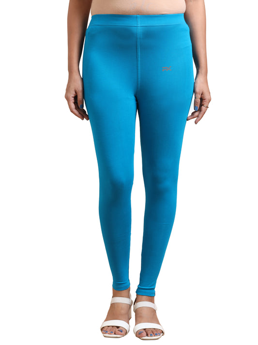 Turquoise Blue Ankle Fit Leggings for Women