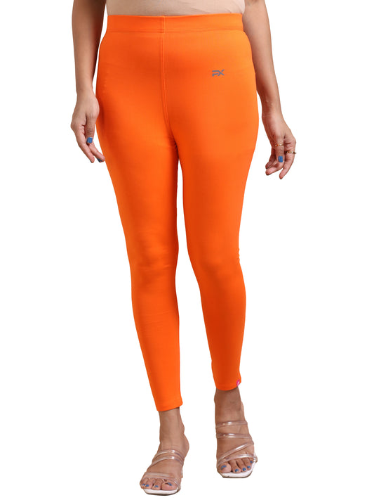 Orange Ankle Fit Leggings for Women