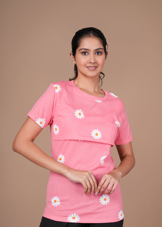Women’s Zipless Feeding Top-Light Pink
