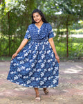 Feeding Maxi Style Nighty with Dupatta attached - Blue