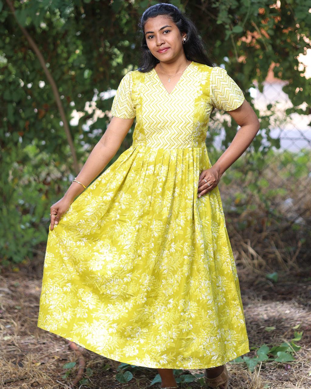 Feeding Women's Maxi Nighty – Full-Length Nightwear (Mustard Yellow)