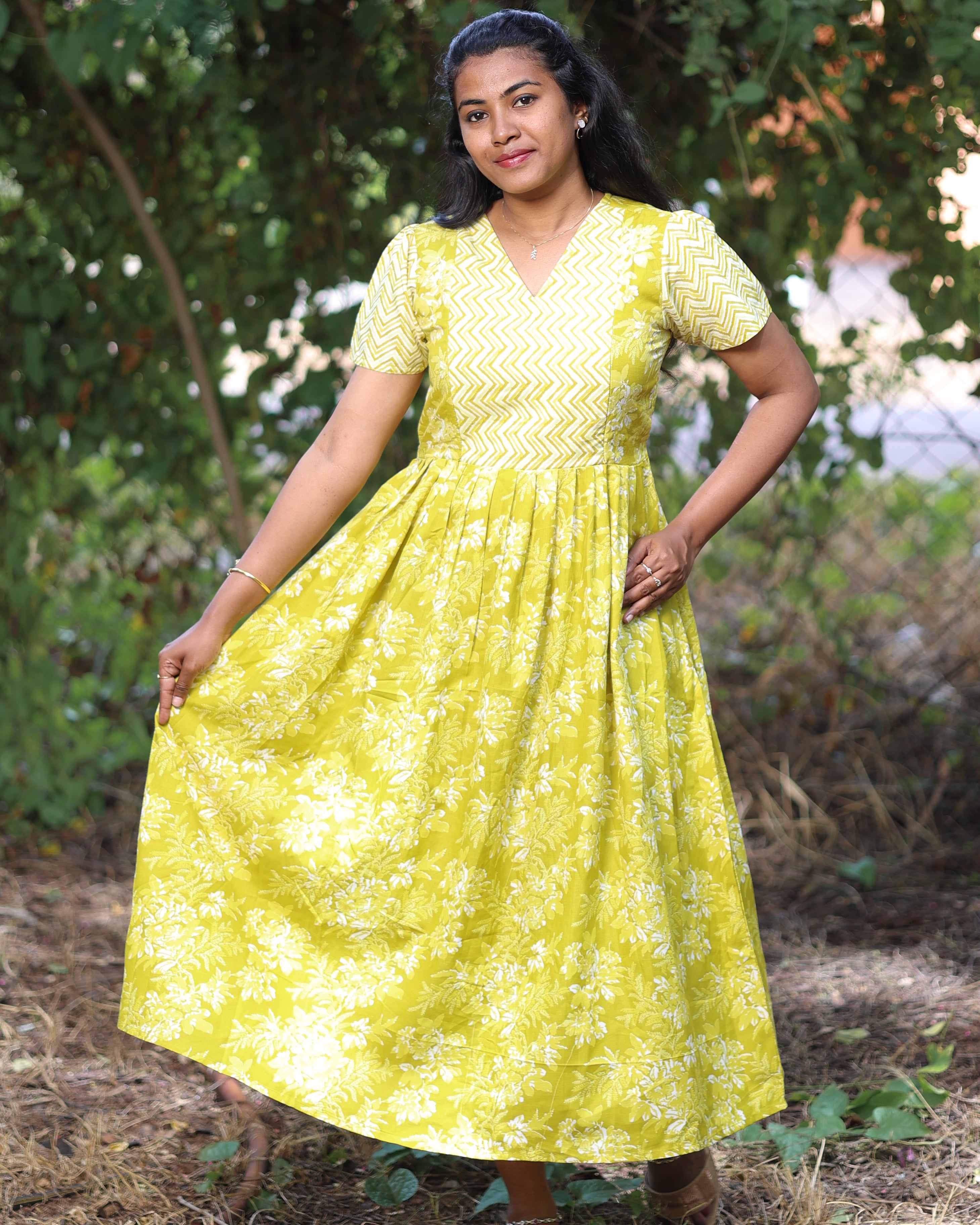 Feeding Women's Maxi Nighty – Full-Length Nightwear (Mustard Yellow)