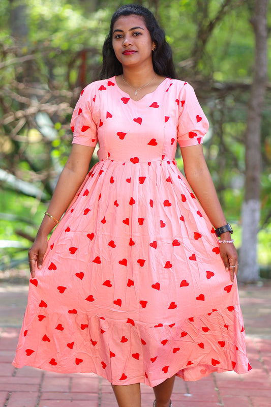 Peach Heart Maternity Kurti