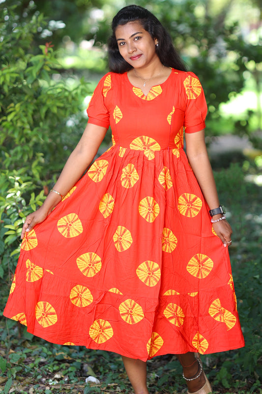 Orange Abstract Maternity Kurti