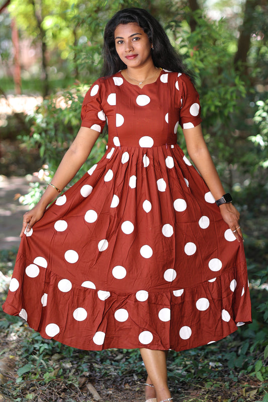 Brown Polka Maternity Kurti