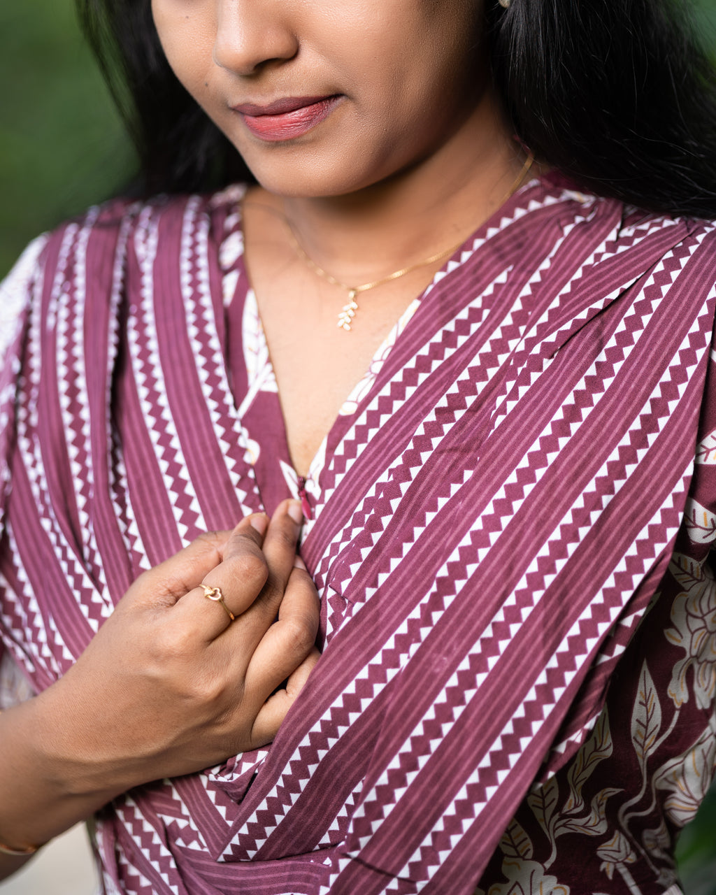 Feeding Maxi Style Nighty with Dupatta attached - Maroon