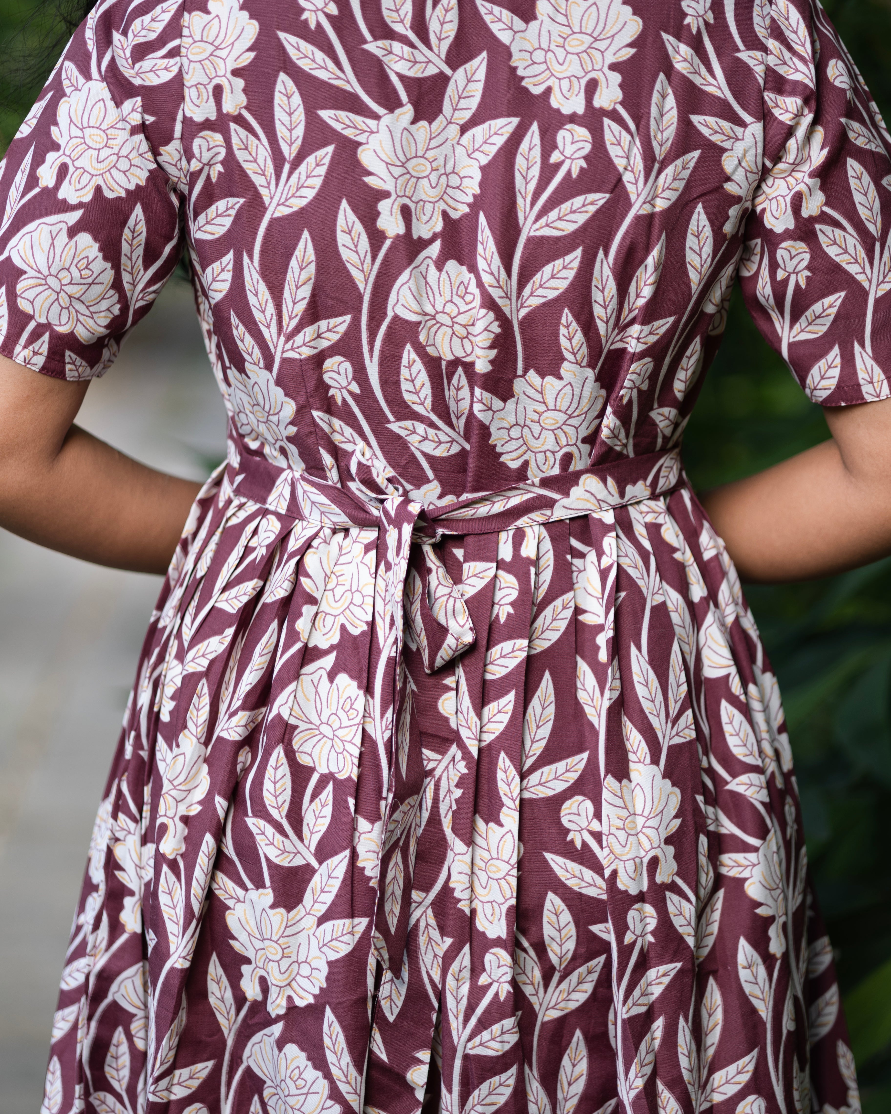 Feeding Maxi Style Nighty with Dupatta attached - Maroon