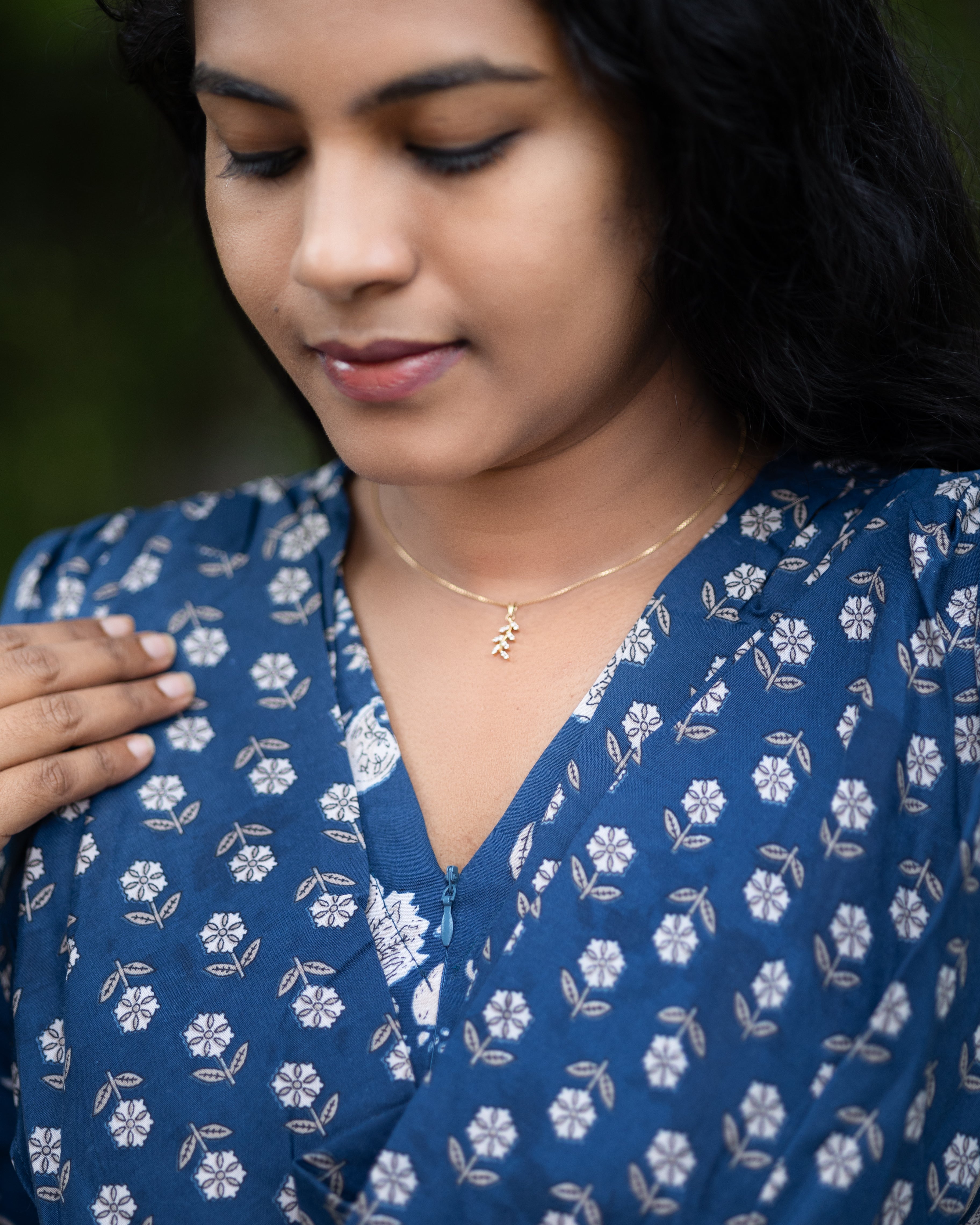 Feeding Maxi Style Nighty with Dupatta attached -  Royal Blue