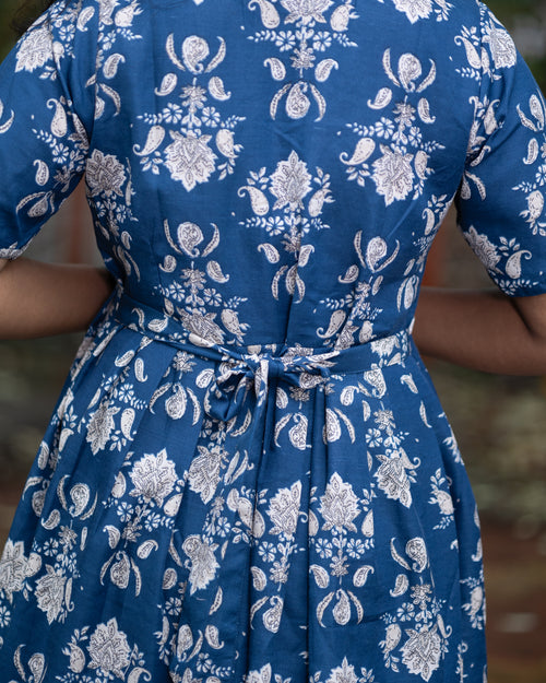 Feeding Maxi Style Nighty with Dupatta attached -  Royal Blue