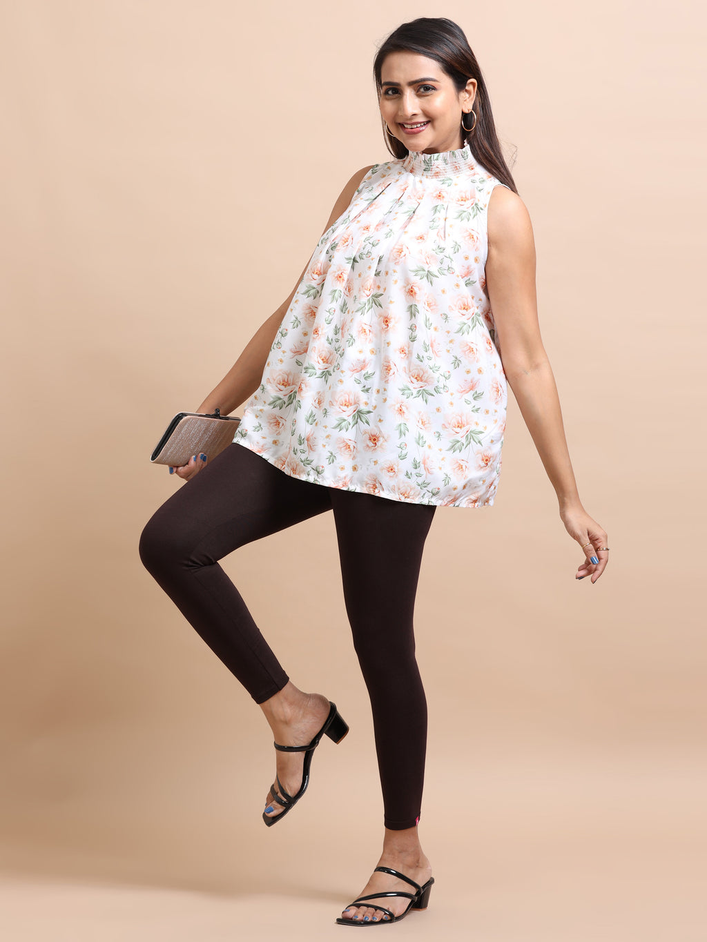 Dark Brown Ankle Fit Leggings for Women