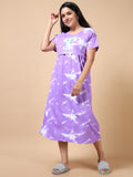 Feeding & Maternity Purple Tie-Dye Elephant Print Zipless Nightdress