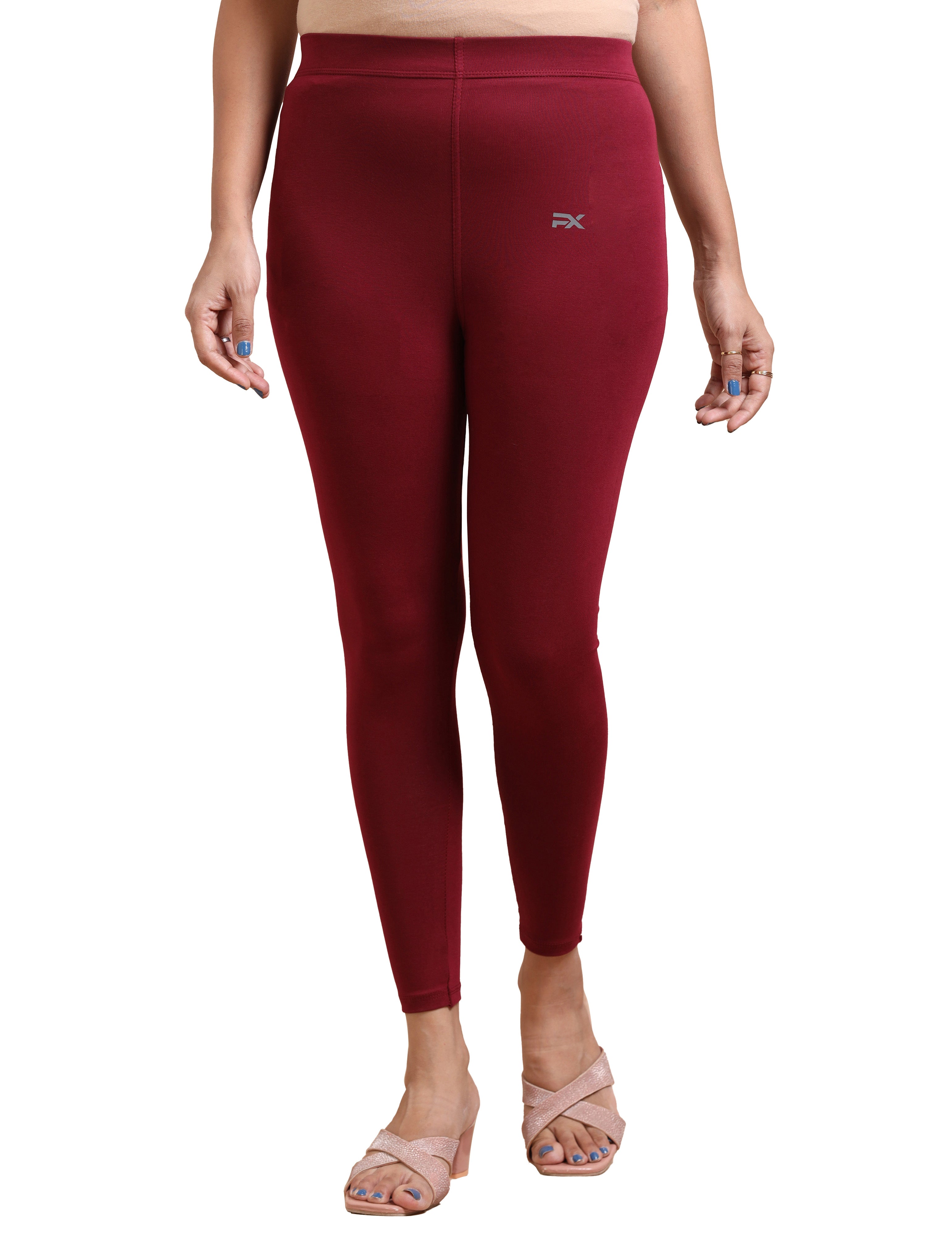 Maroon Ankle Fit Leggings for Women