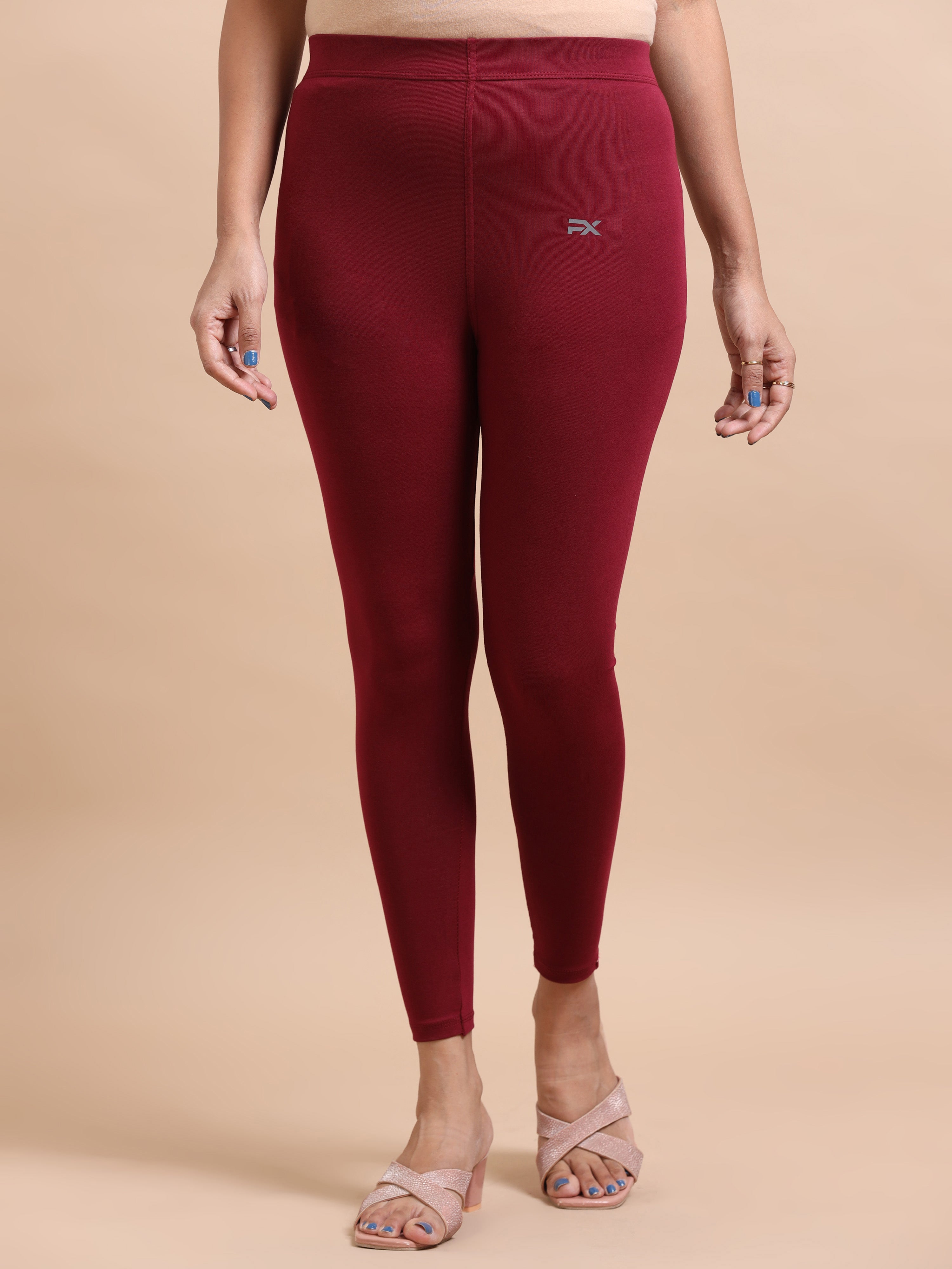 Maroon Ankle Fit Leggings for Women