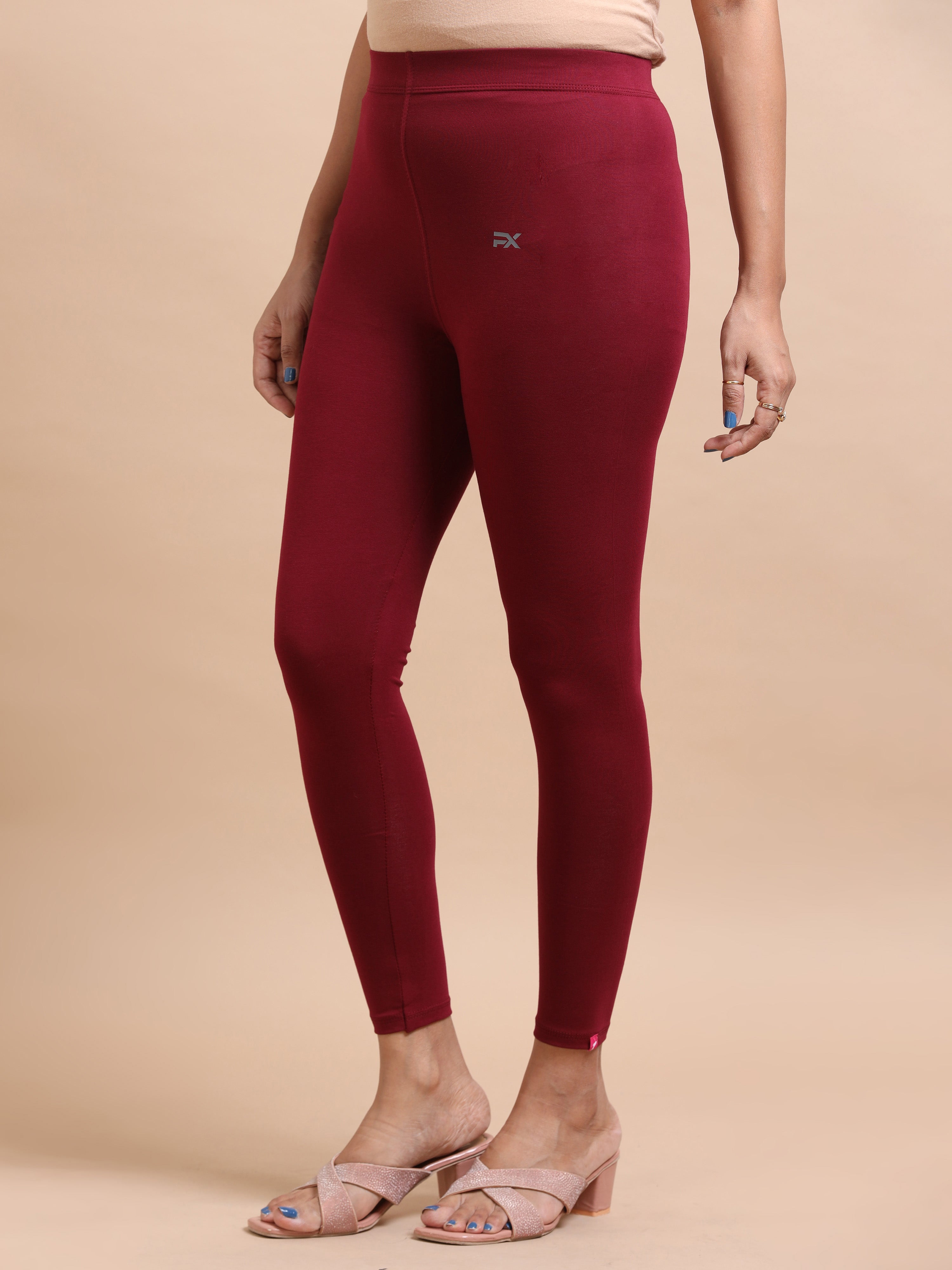 Maroon Ankle Fit Leggings for Women