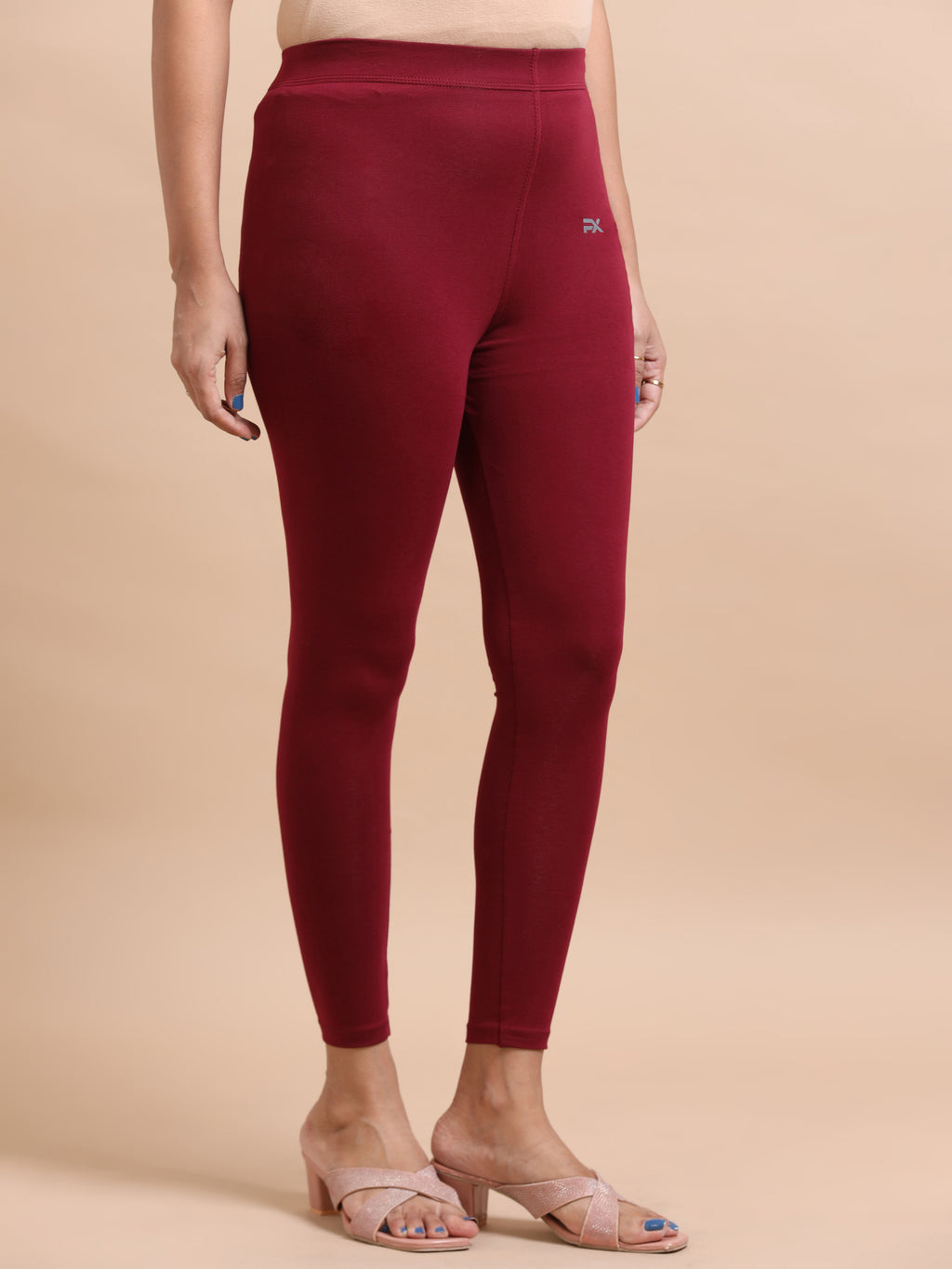 Maroon Ankle Fit Leggings for Women