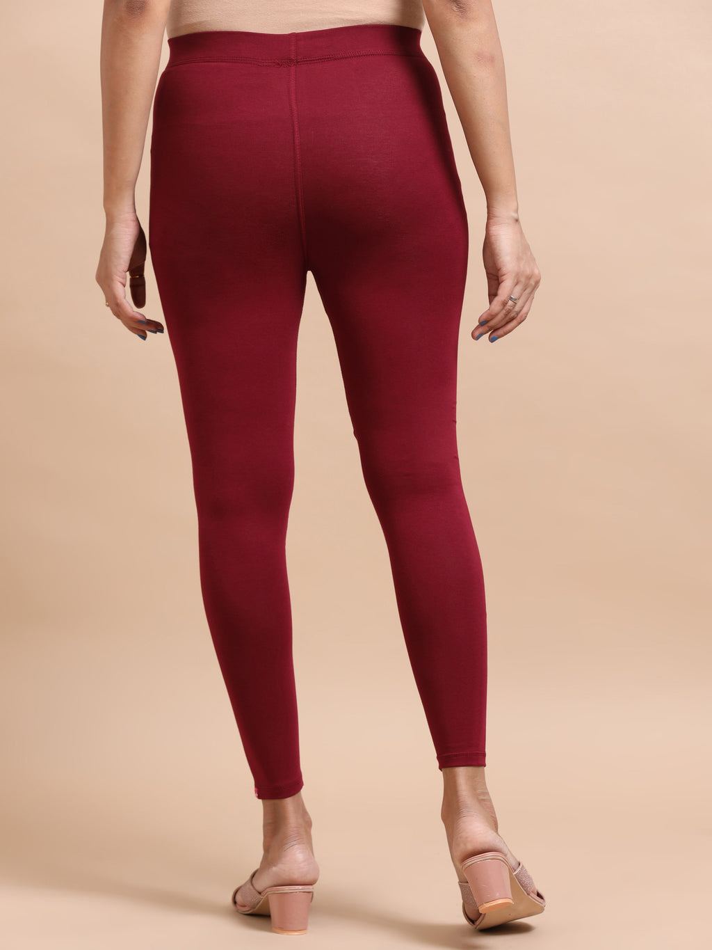 Maroon Ankle Fit Leggings for Women