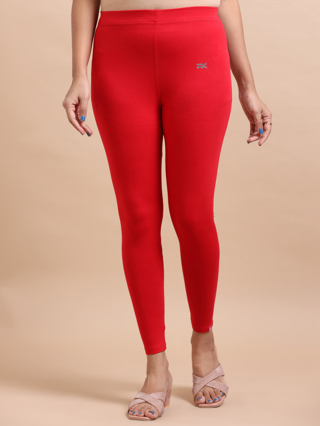 Bright Red Ankle Fit Leggings for Women