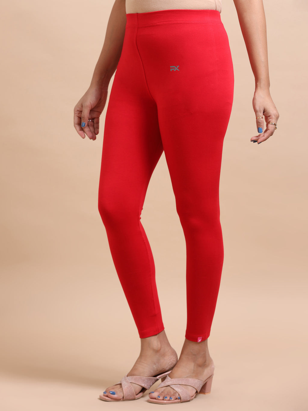 Bright Red Ankle Fit Leggings for Women