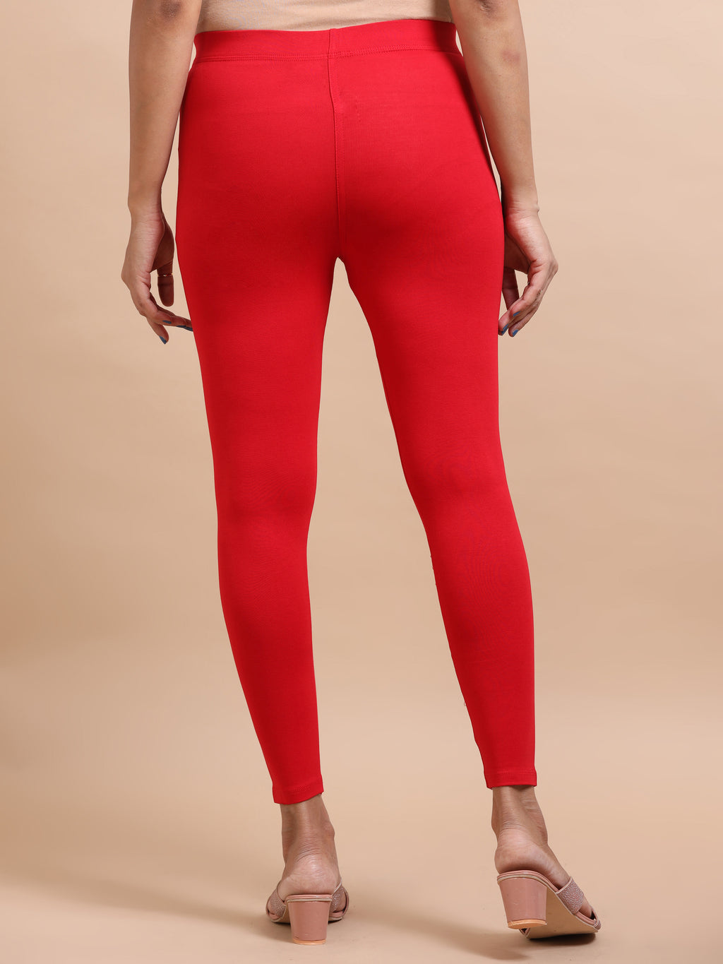 Bright Red Ankle Fit Leggings for Women