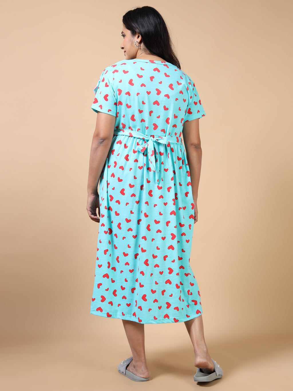 Dupatta Style Zipless Feeding Maternity Wear Dres - Off White