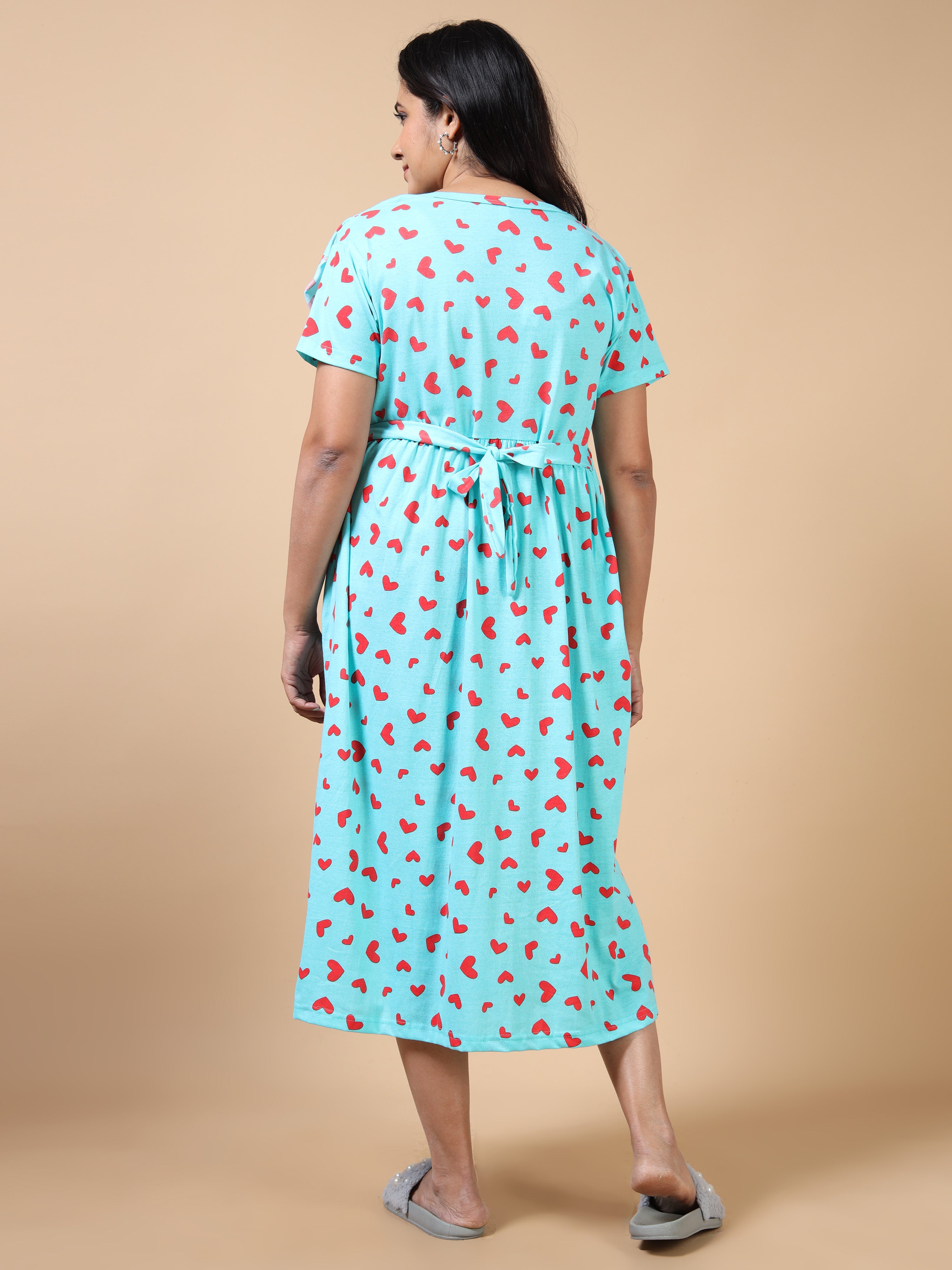 Dupatta Style Zipless Feeding Maternity Wear Dres - Off White