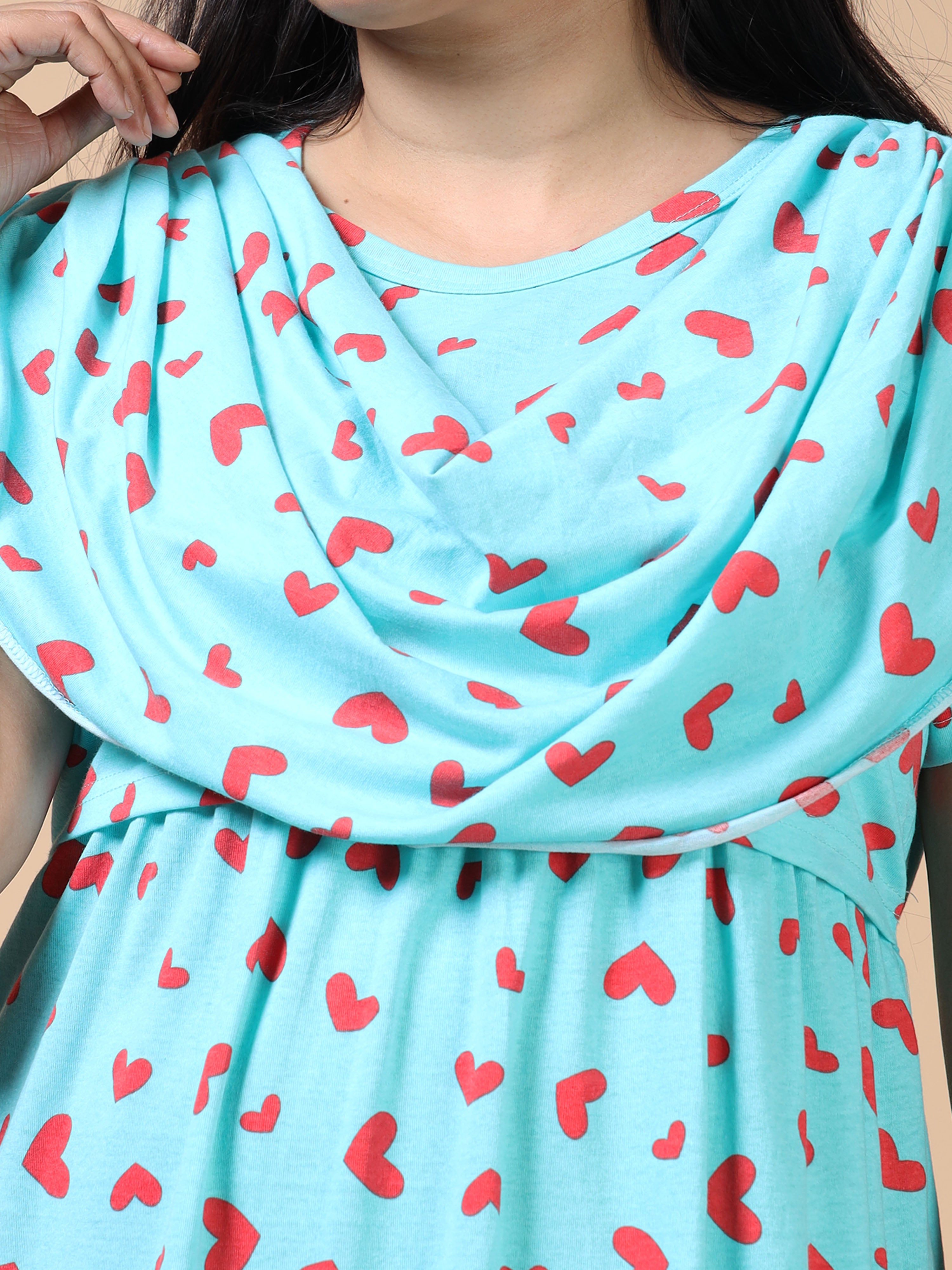 Dupatta Style Zipless Feeding Maternity Wear Dres - Off White