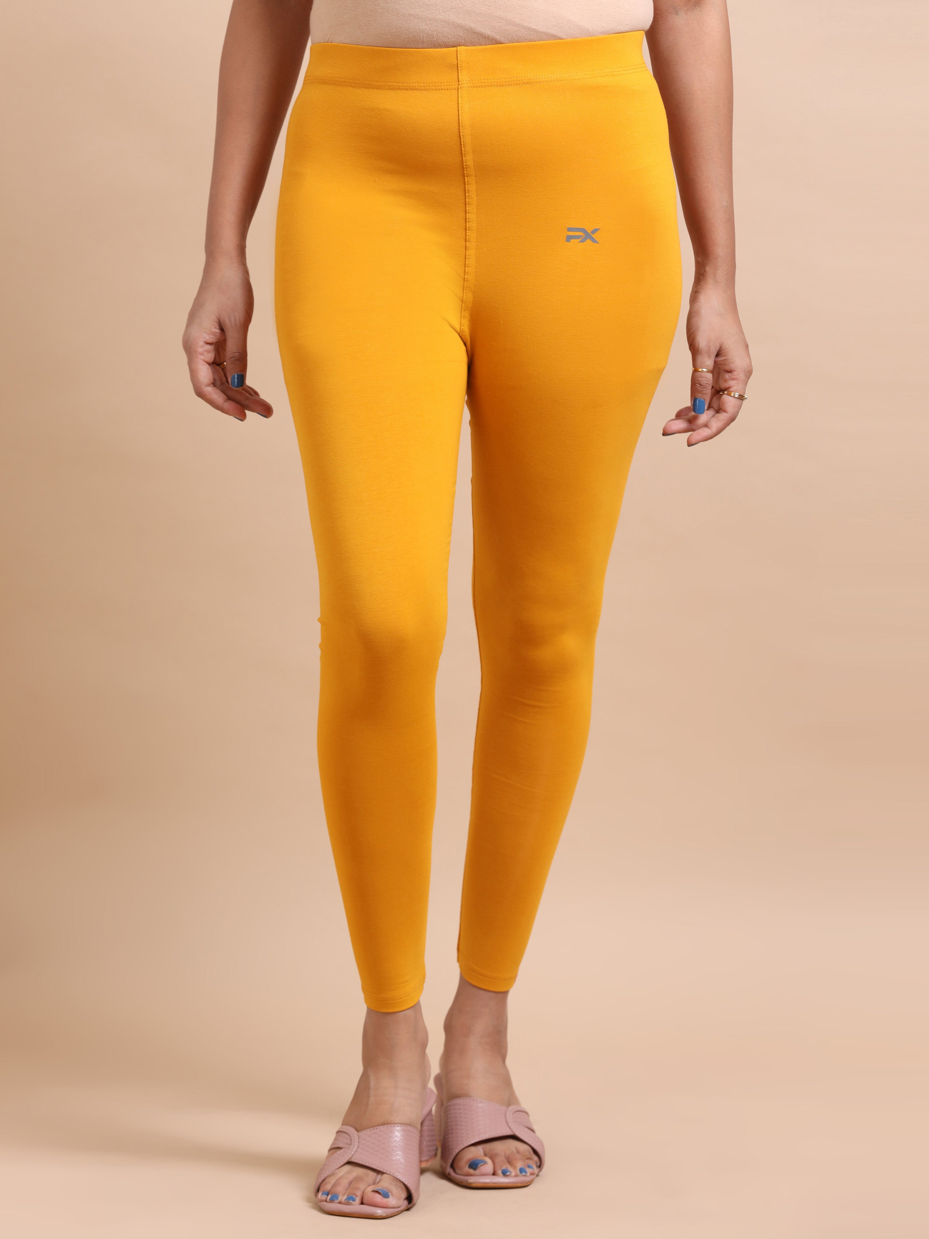 Mustard Yellow Ankle Fit Leggings for Women