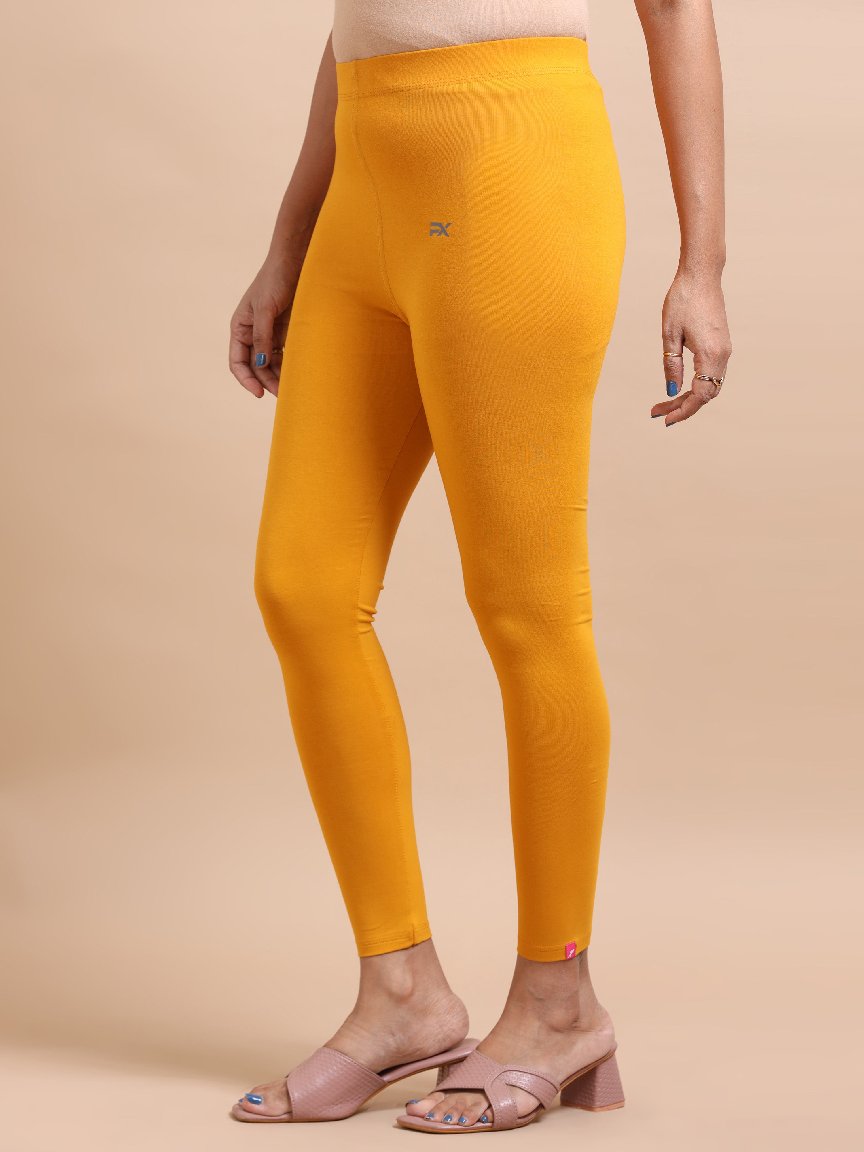 Mustard Yellow Ankle Fit Leggings for Women