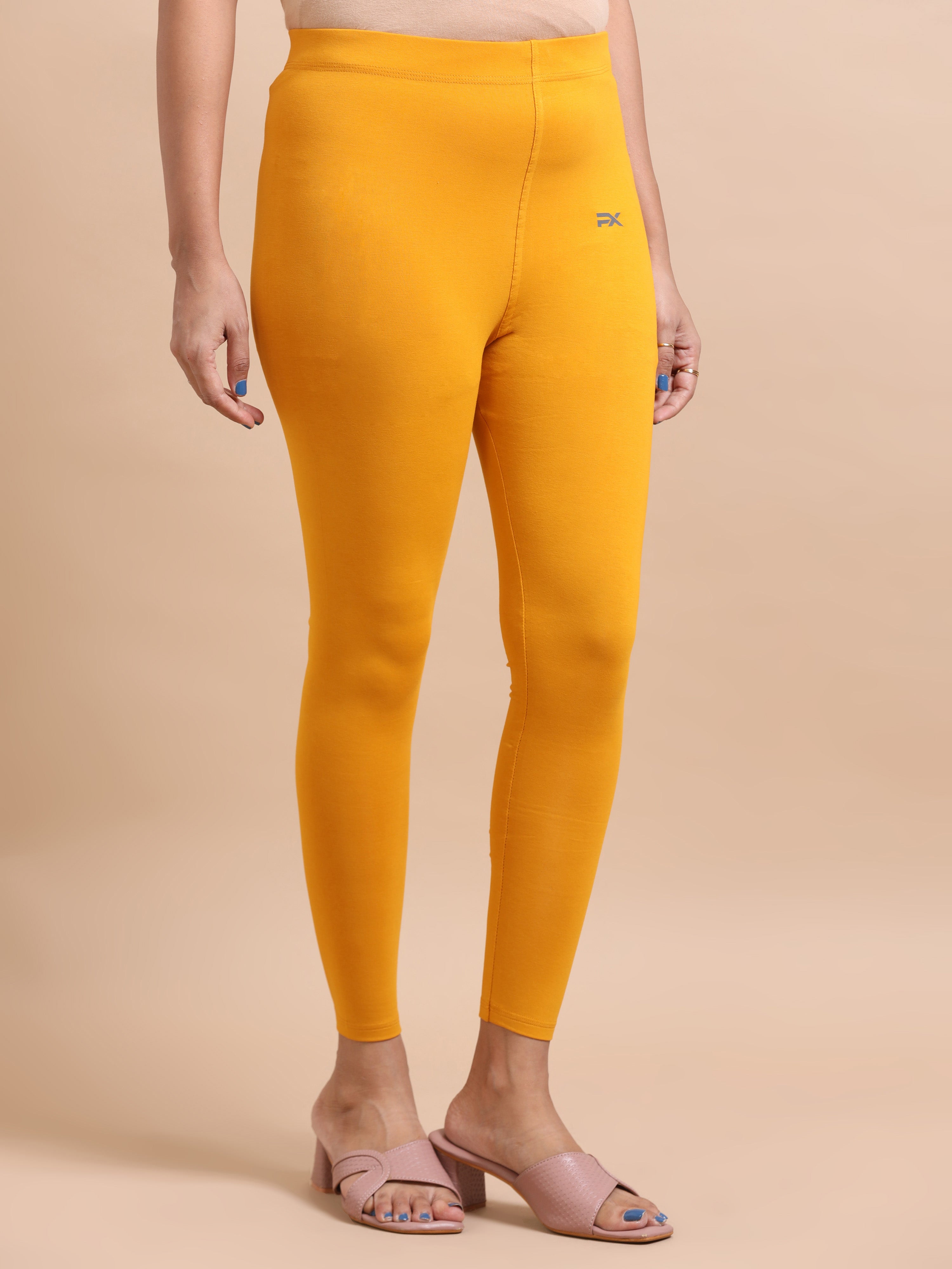 Mustard Yellow Ankle Fit Leggings for Women