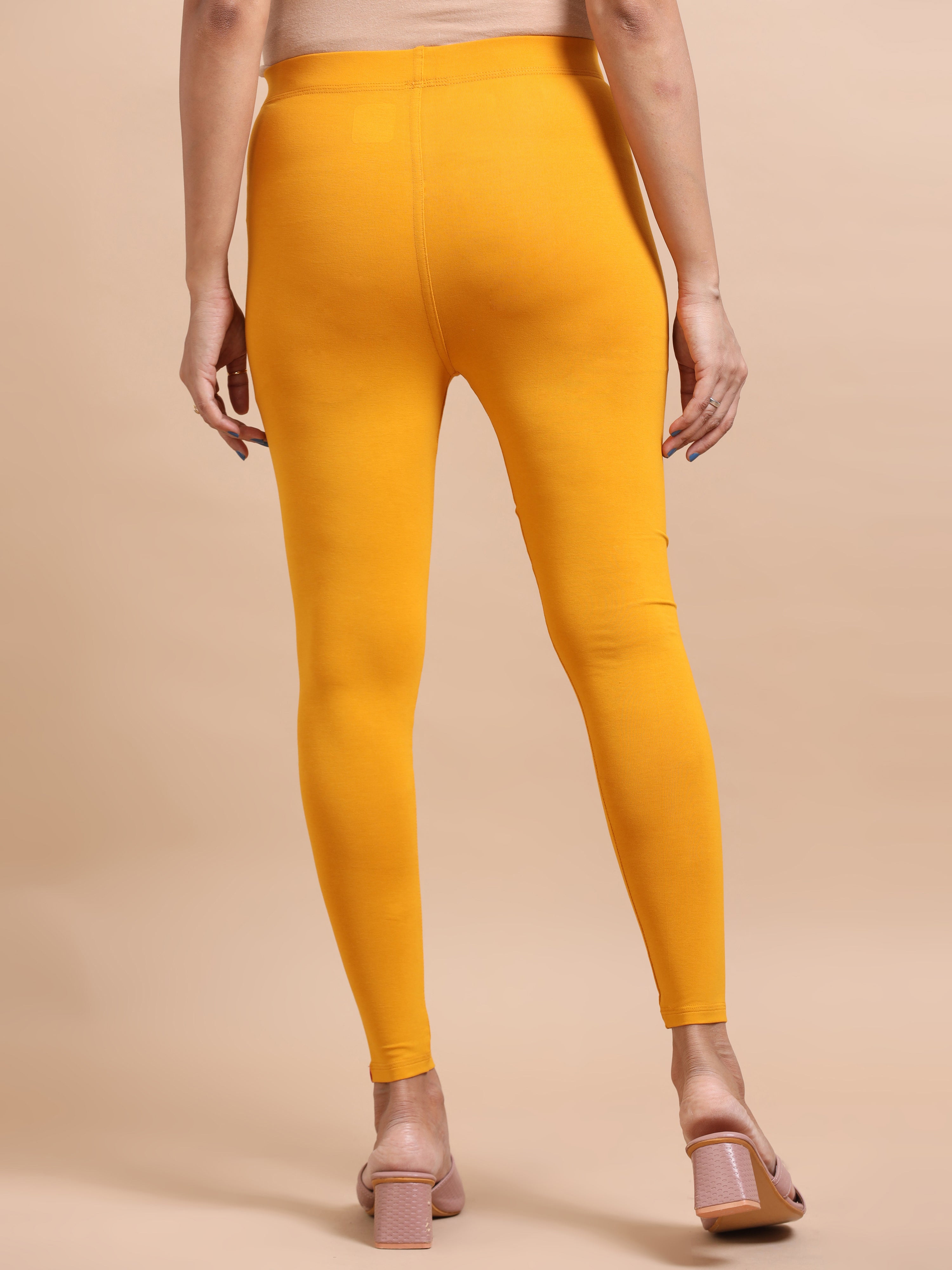 Mustard Yellow Ankle Fit Leggings for Women