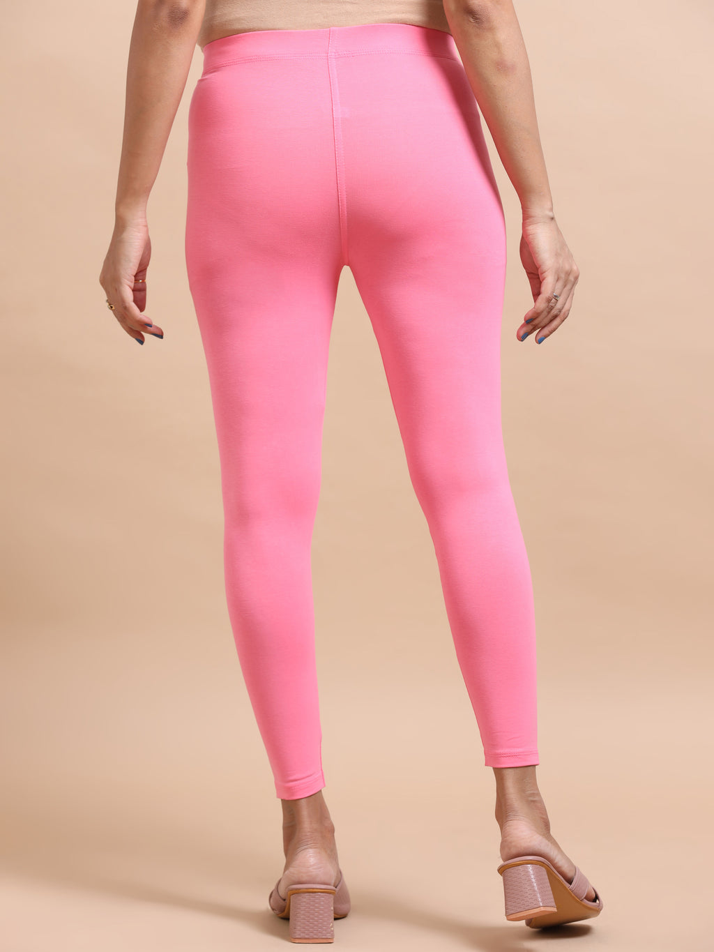 Baby Pink Ankle Fit Leggings for Women