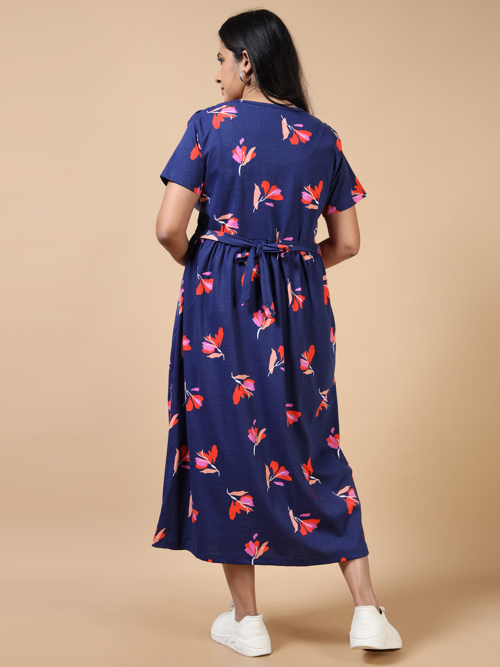 Dupatta Style Zipless Feeding Maternity Wear Dres - Blue