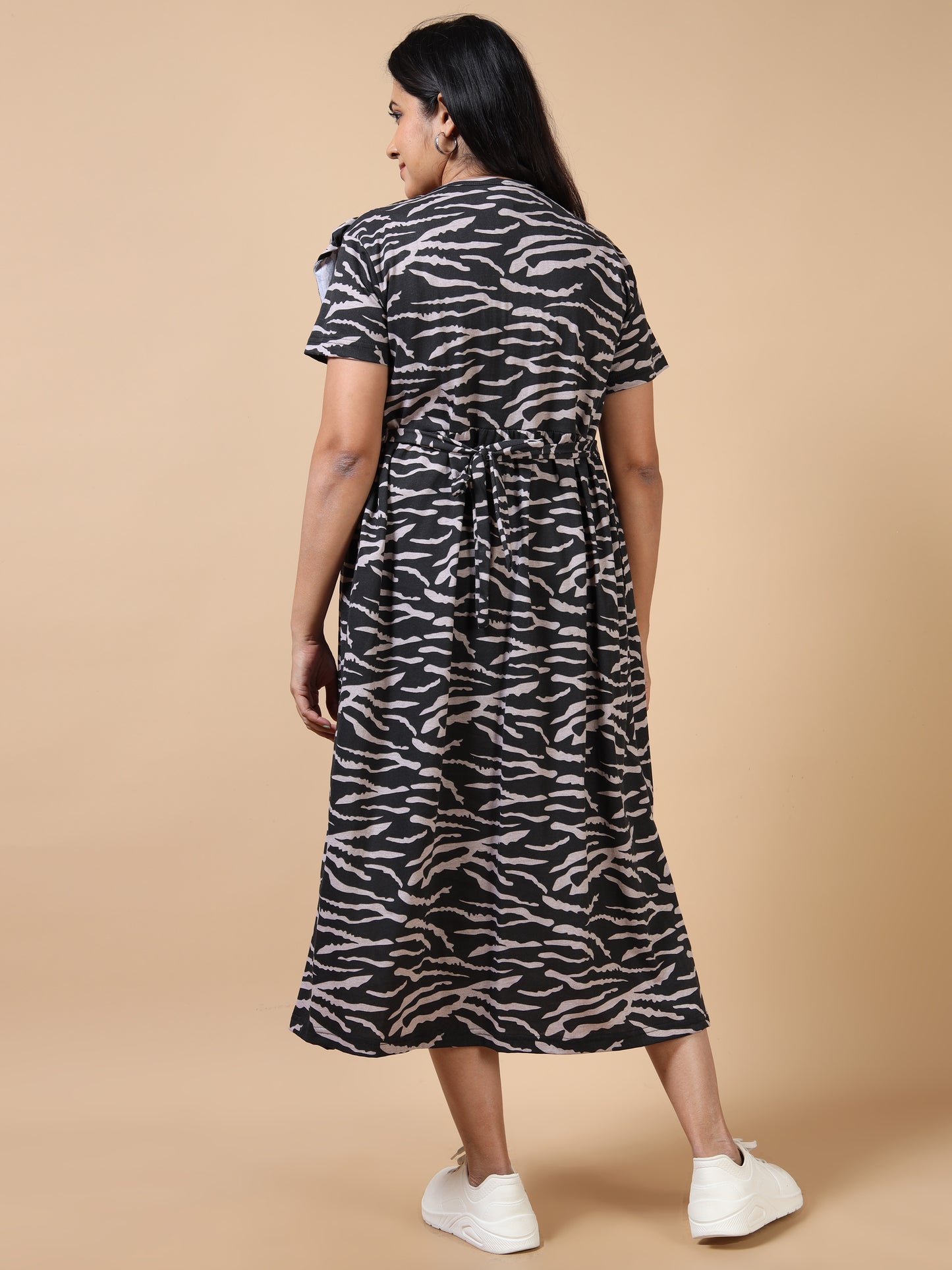 Dupatta Style Zipless Feeding Maternity Wear Dres