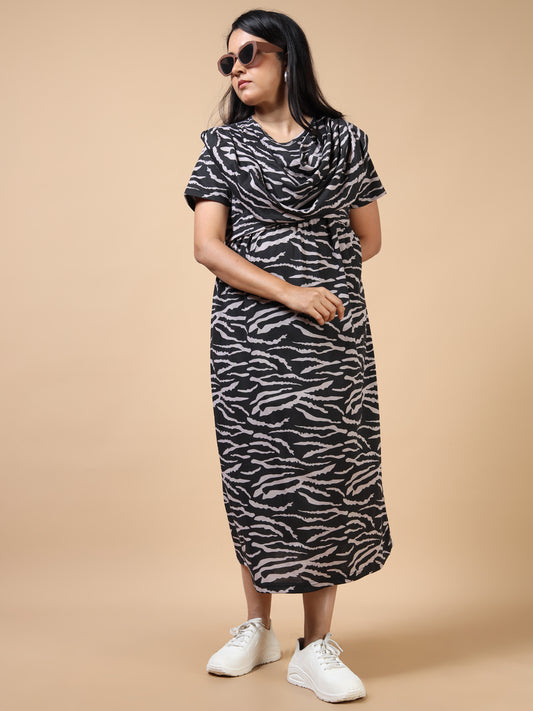 Dupatta Style Zipless Feeding Maternity Wear Dres