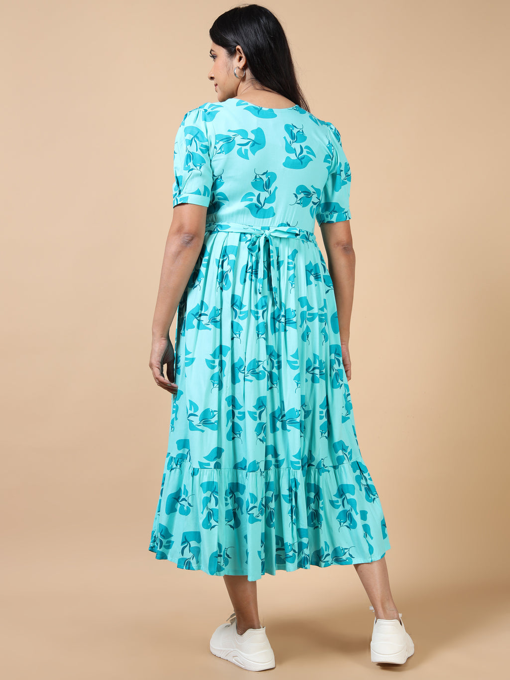 Feeding Maternity Kurti Aqua Floral Print