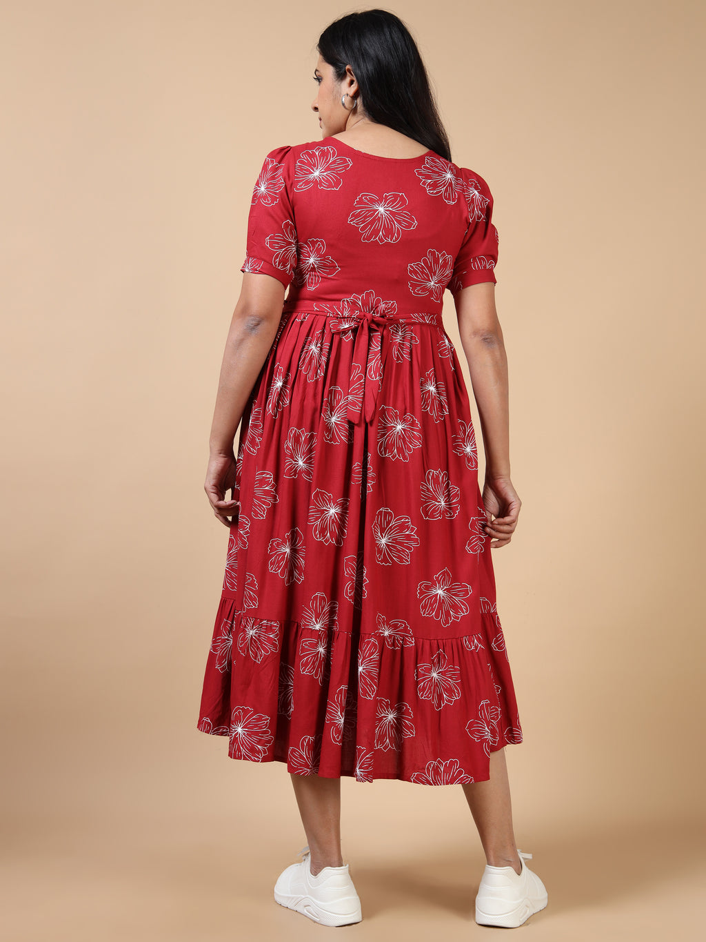 Cotton Frock Red Floral Print