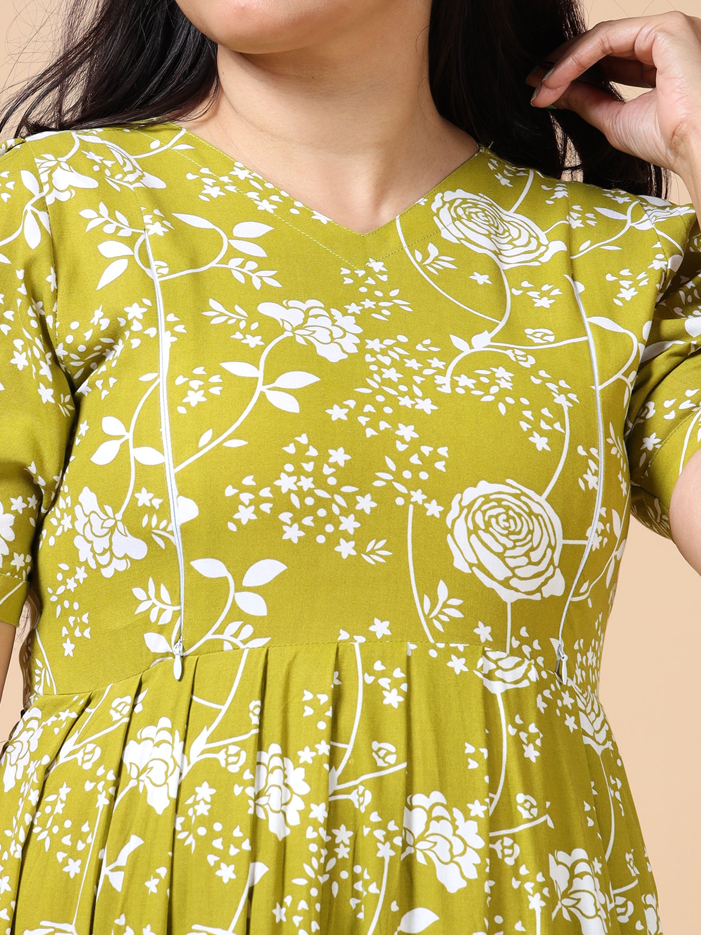 Cotton Frock Mustard Floral Printed