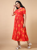 Cotton Frock Orange Abstract