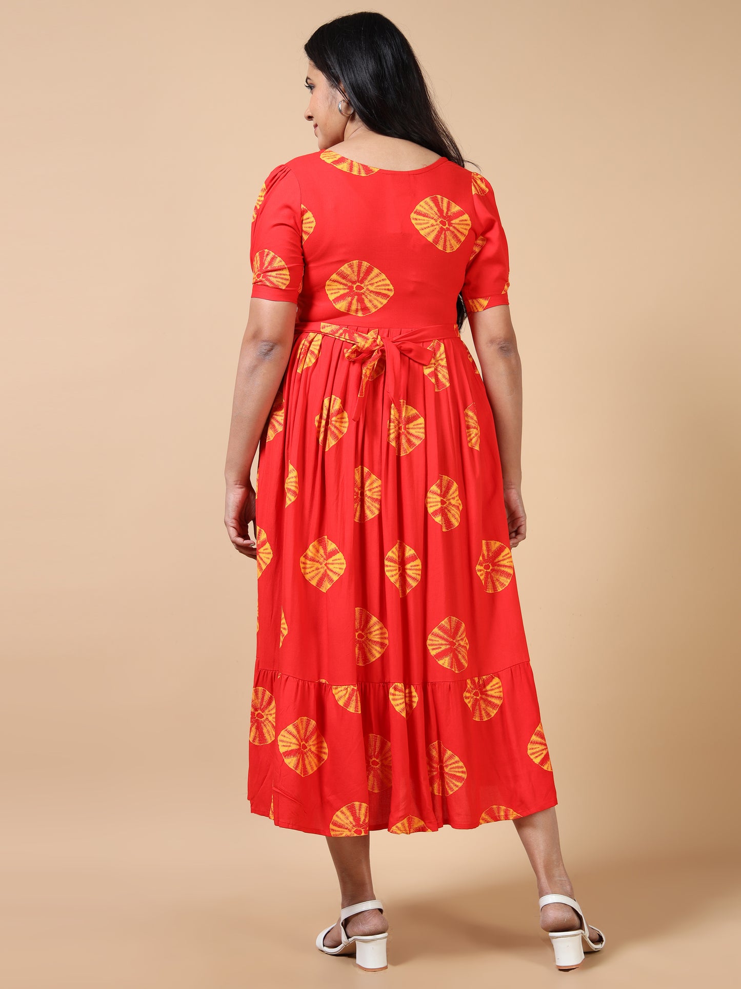 Cotton Frock Orange Abstract