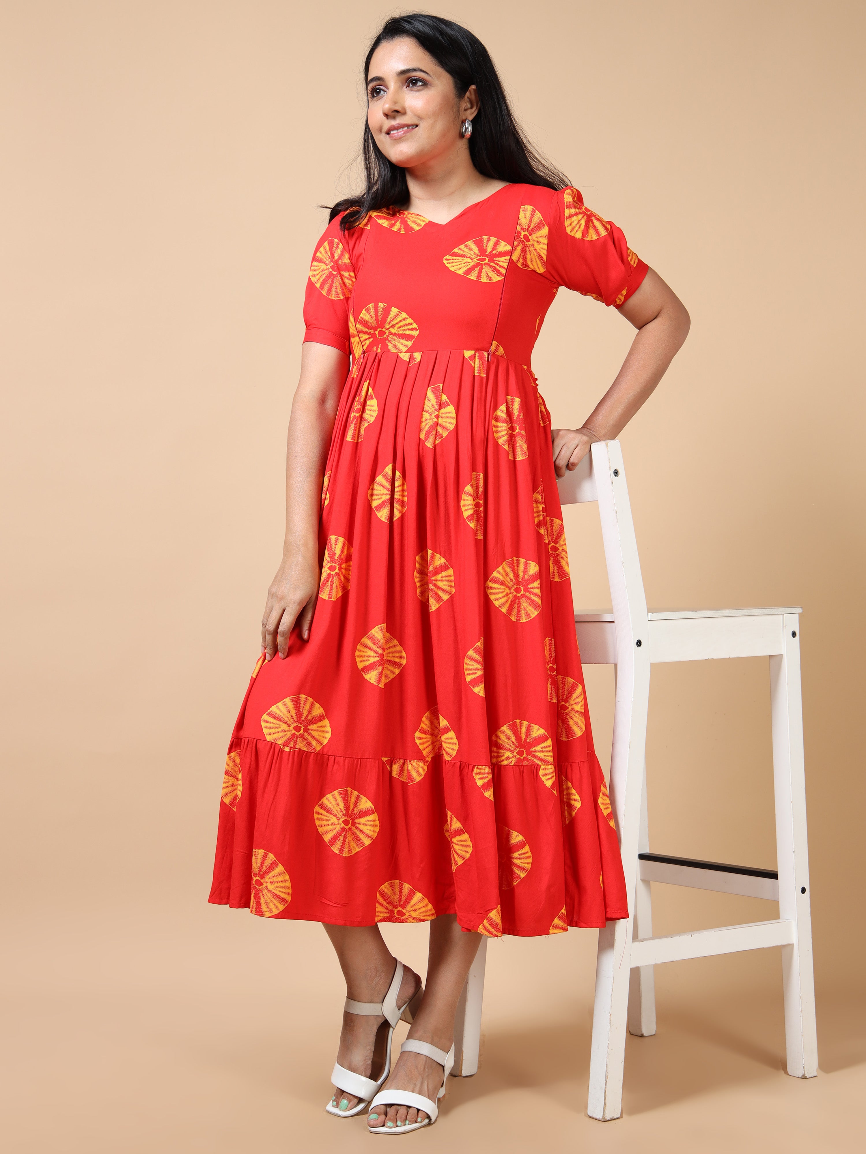 Cotton Frock Orange Abstract