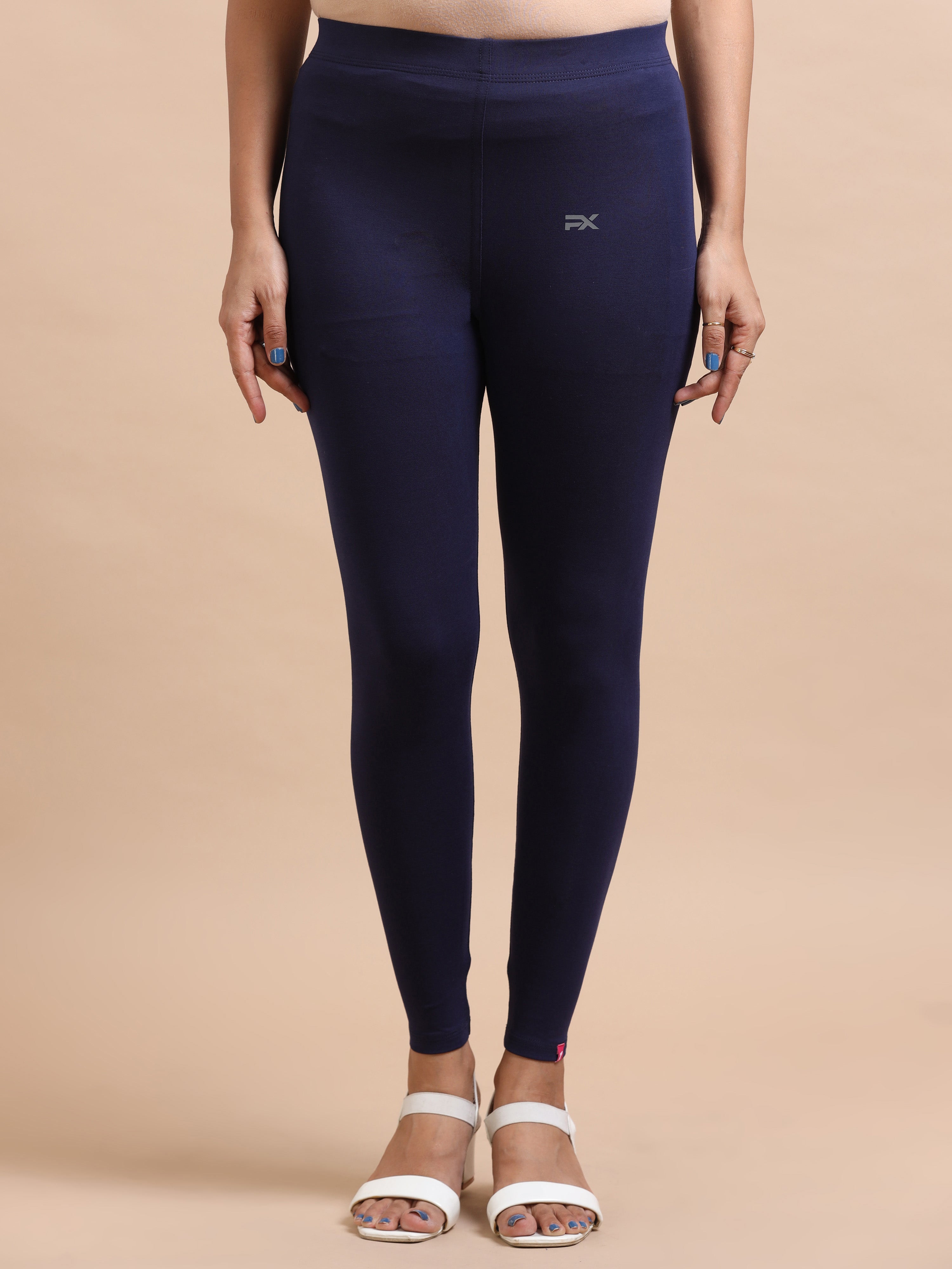 Navy Blue Ankle Fit Leggings for Women