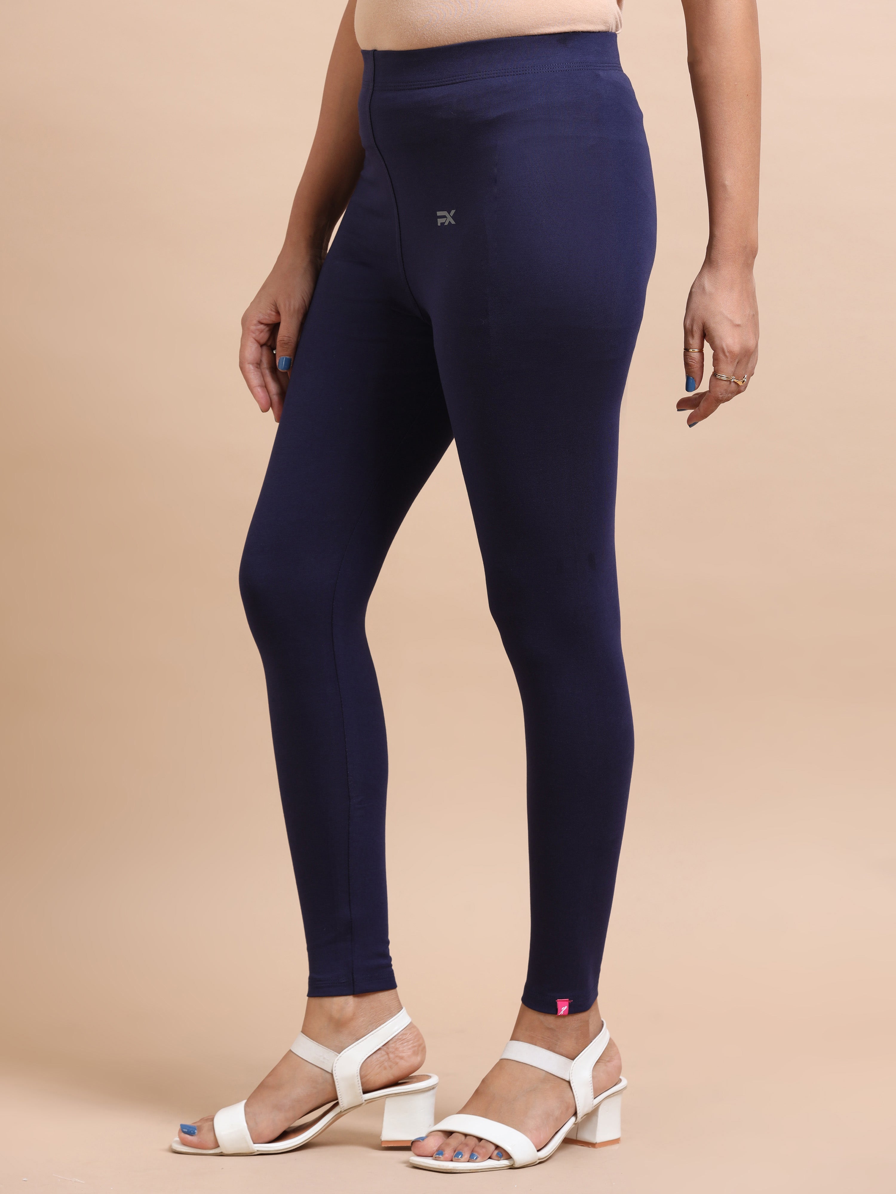 Navy Blue Ankle Fit Leggings for Women