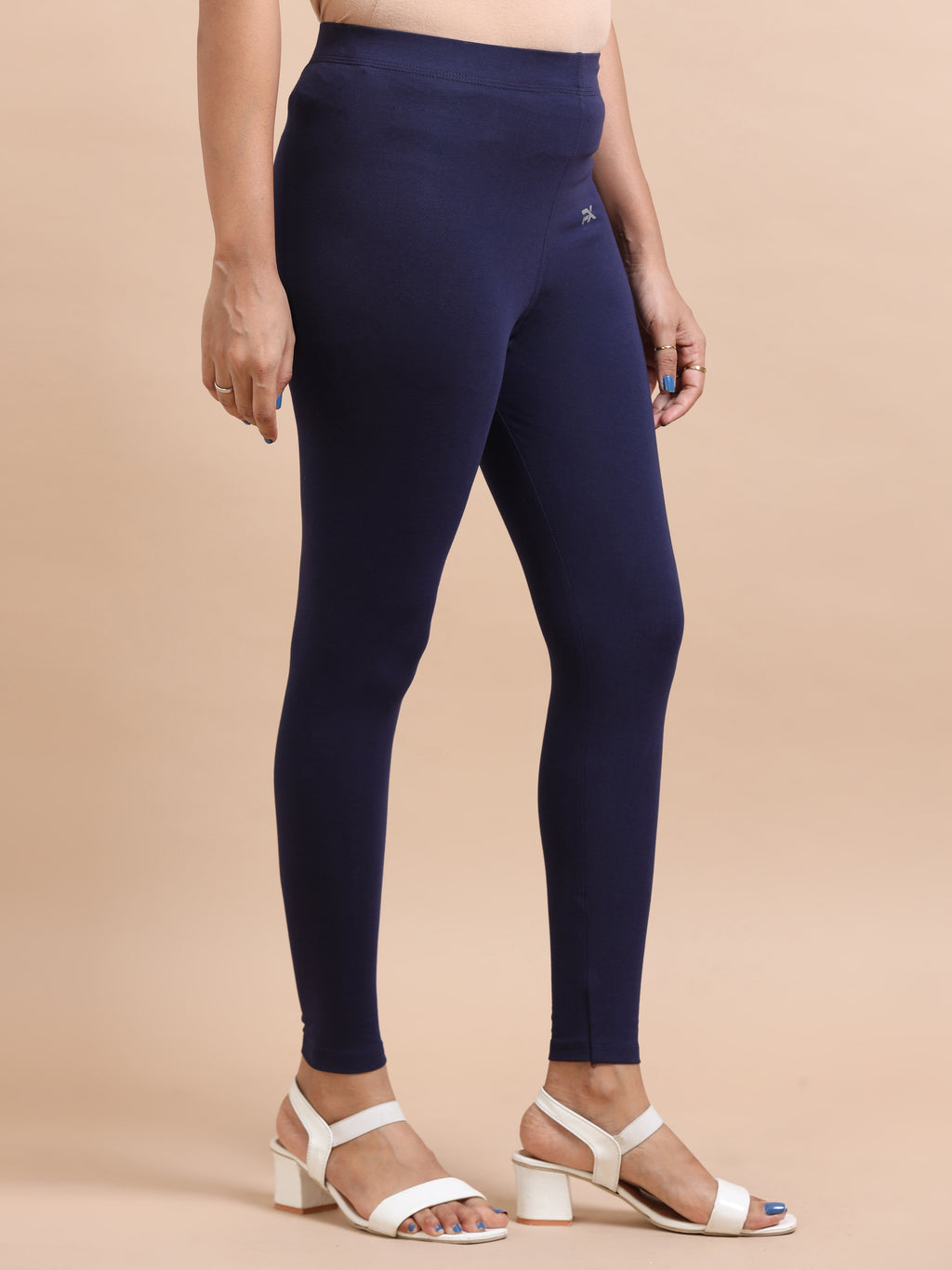 Navy Blue Ankle Fit Leggings for Women