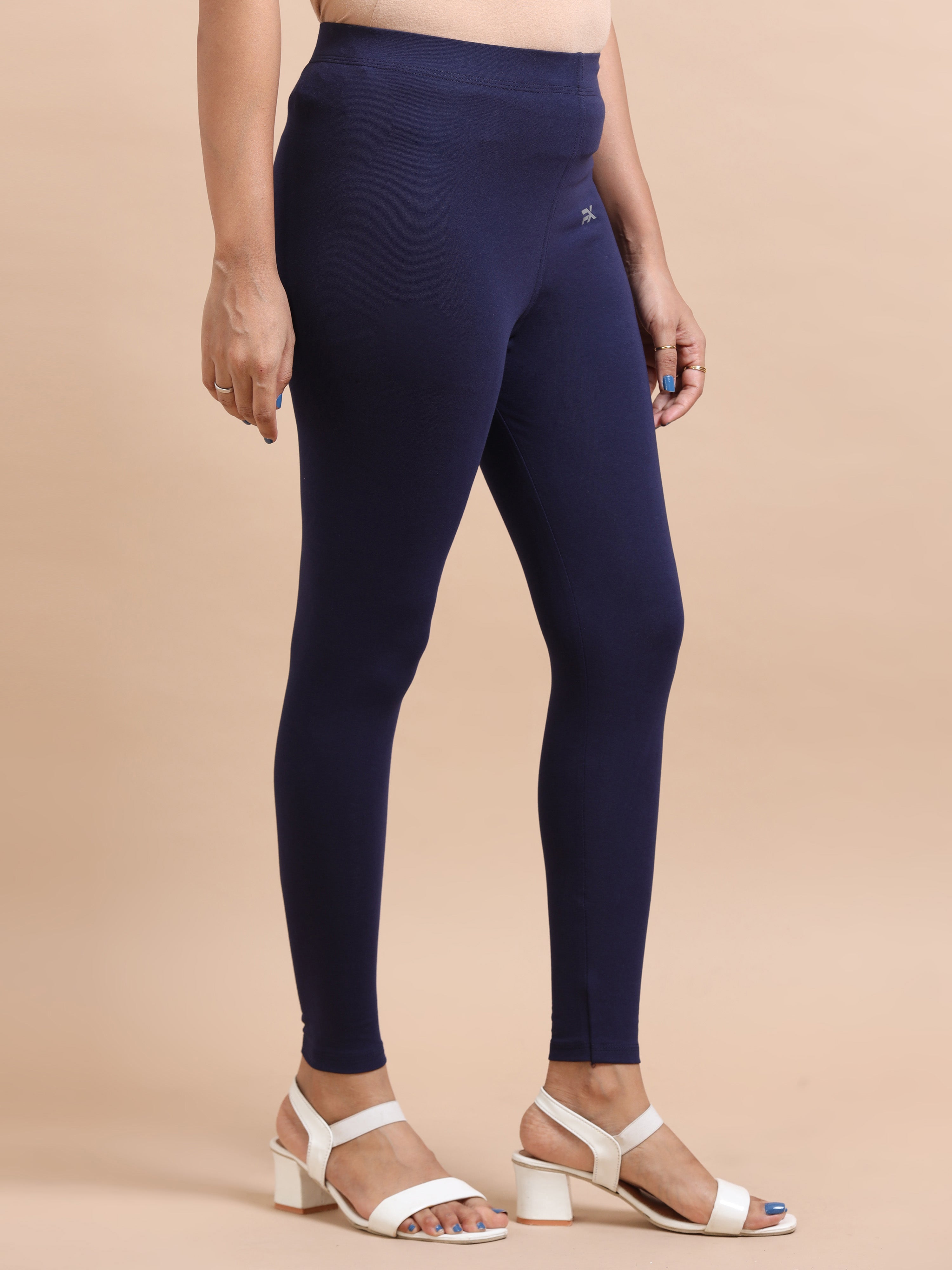 Navy Blue Ankle Fit Leggings for Women