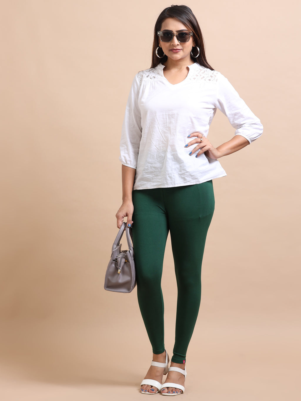 Forest Green Ankle Fit Leggings for Women